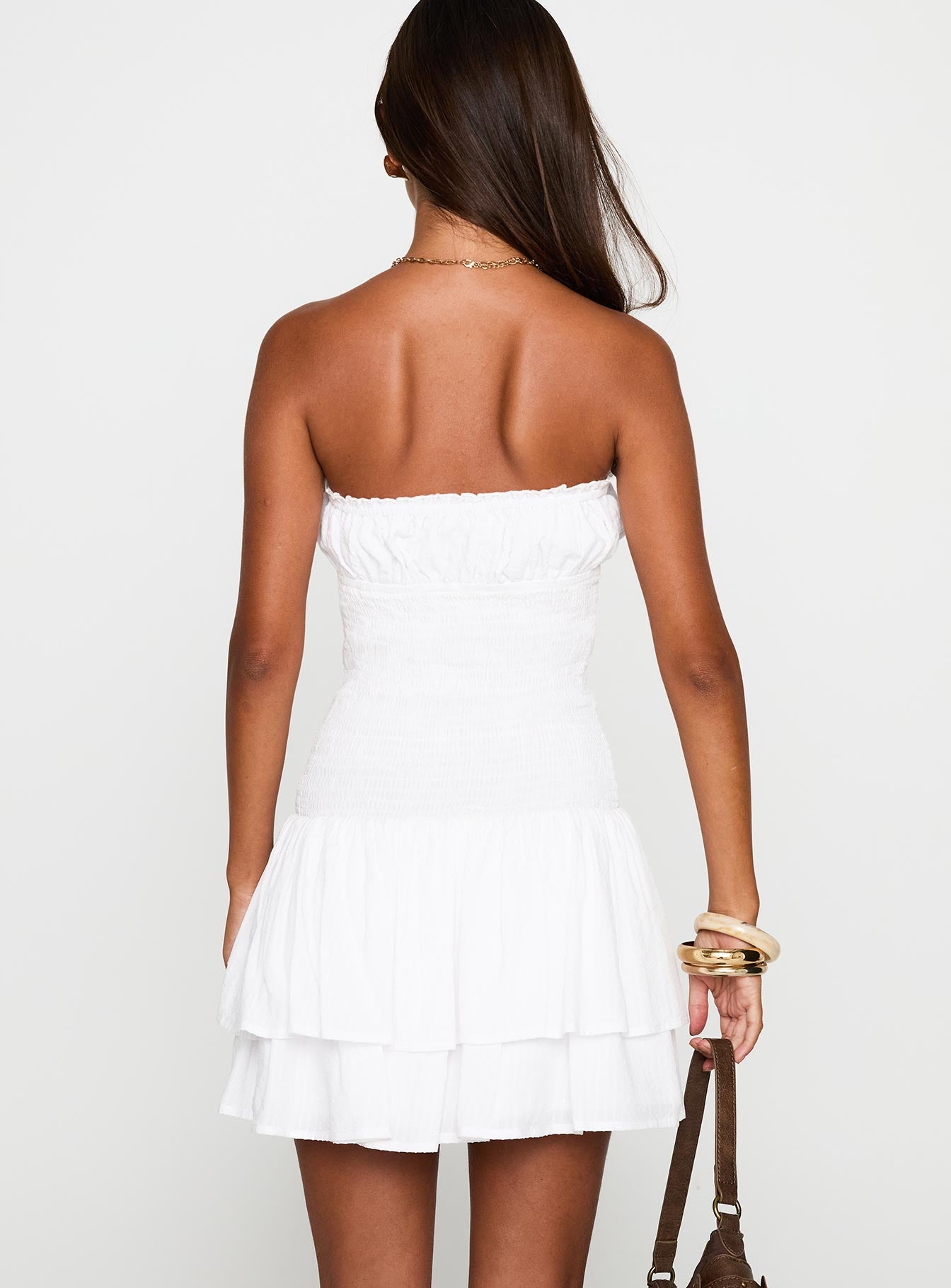 Delfie Strapless Mini Dress White - Image 5