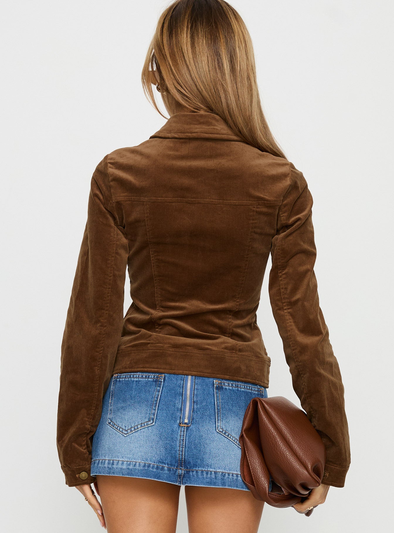 Jadeann Cord Fitted Jacket Brown - Image 5