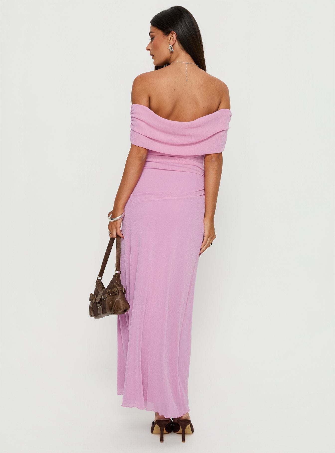 Penelopa Off Shoulder Maxi Dress Pink - Image 4