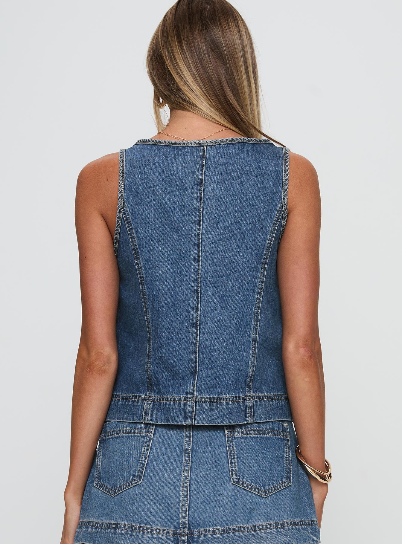 Stefenie Denim Tie Top Mid Wash - Image 5