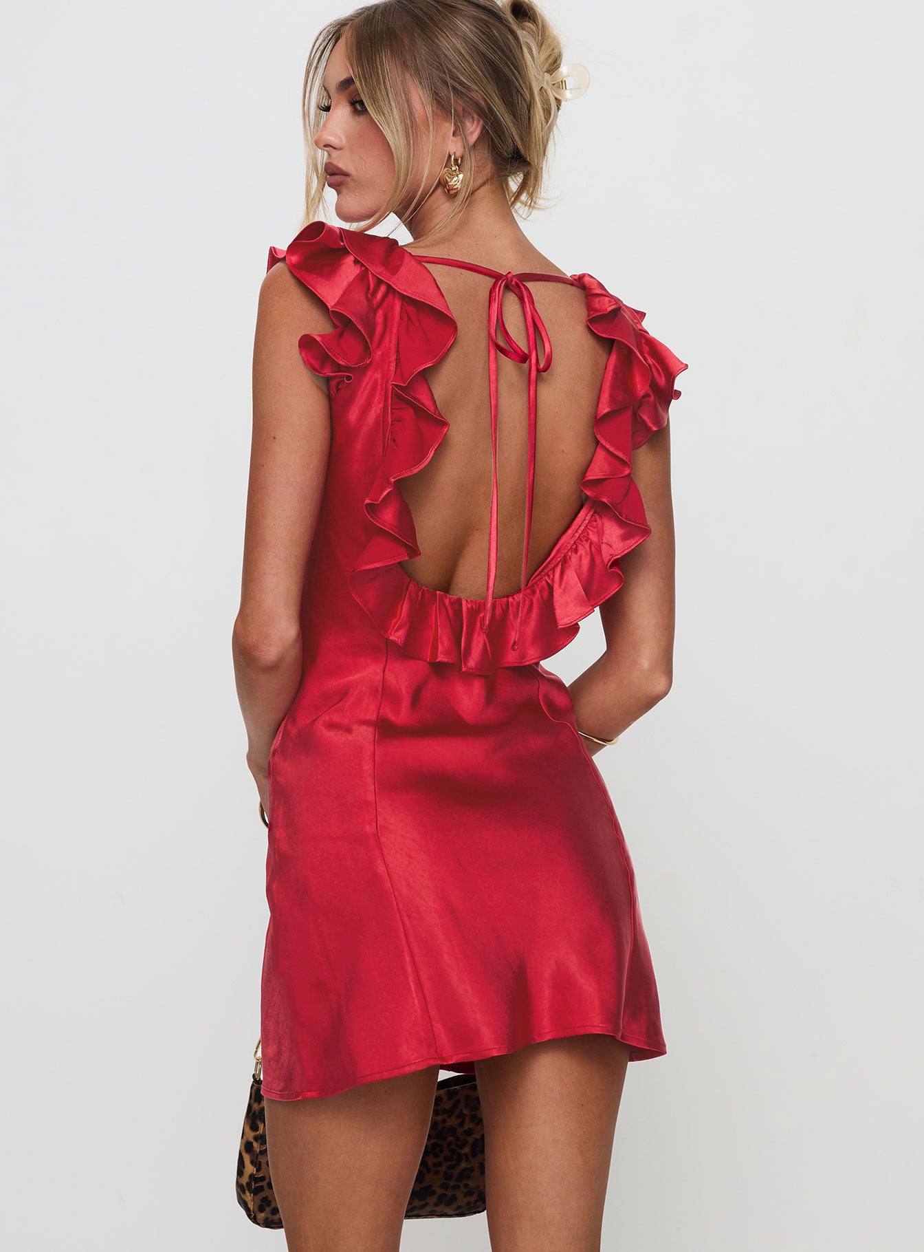 Butacup Frill Mini Dress Red - Image 5