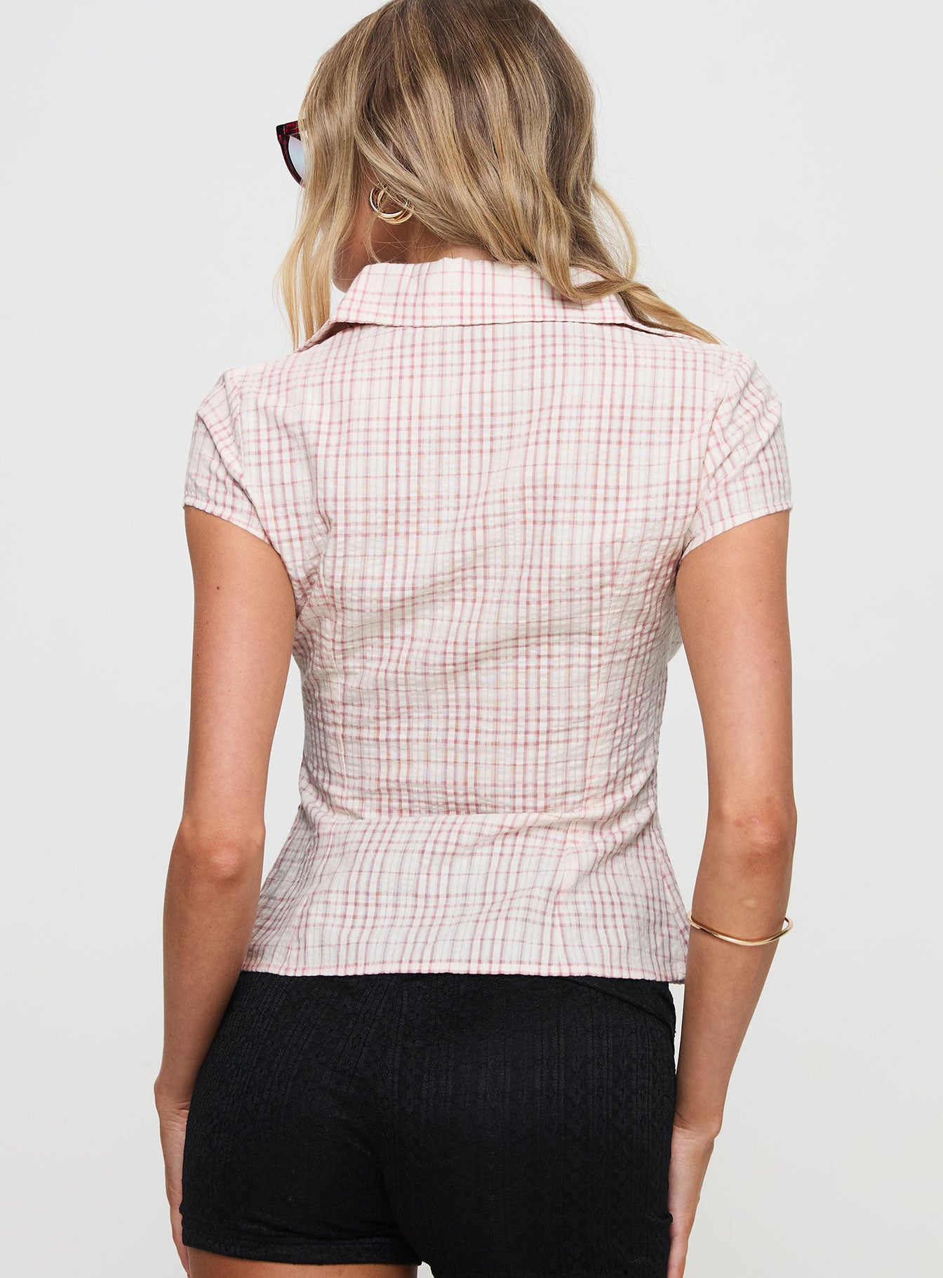 Cottesloe Blouse Top Pink Check - Image 6