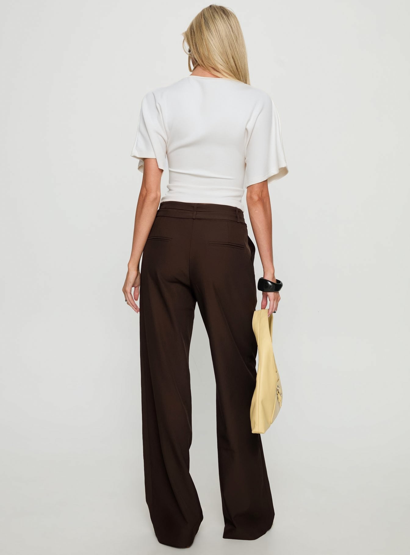 Wylma Belt Detail Tailored Pants Chocolate - Image 5