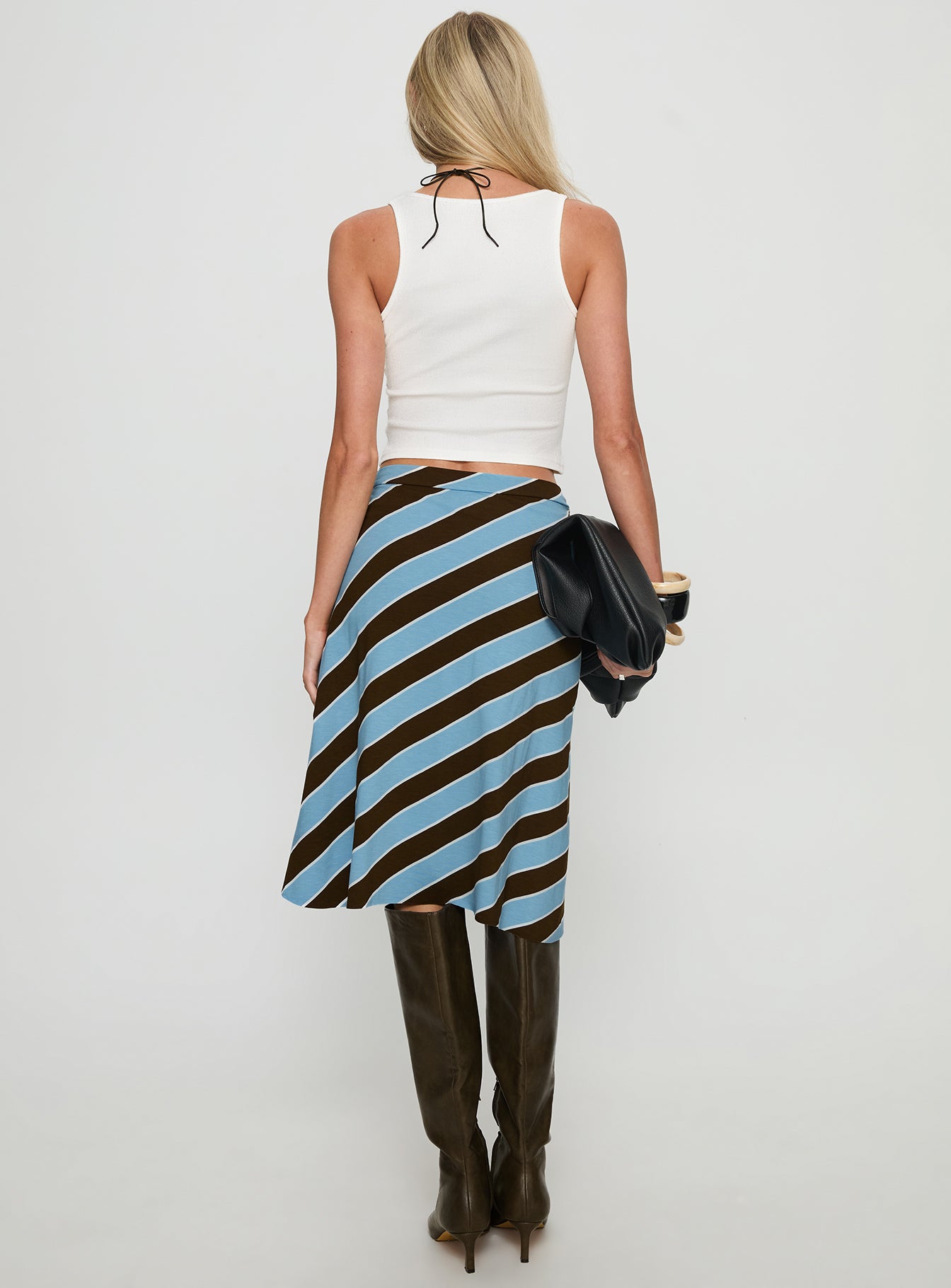 Esmeray Midi Skirt Retro Stripe Blue - Image 5
