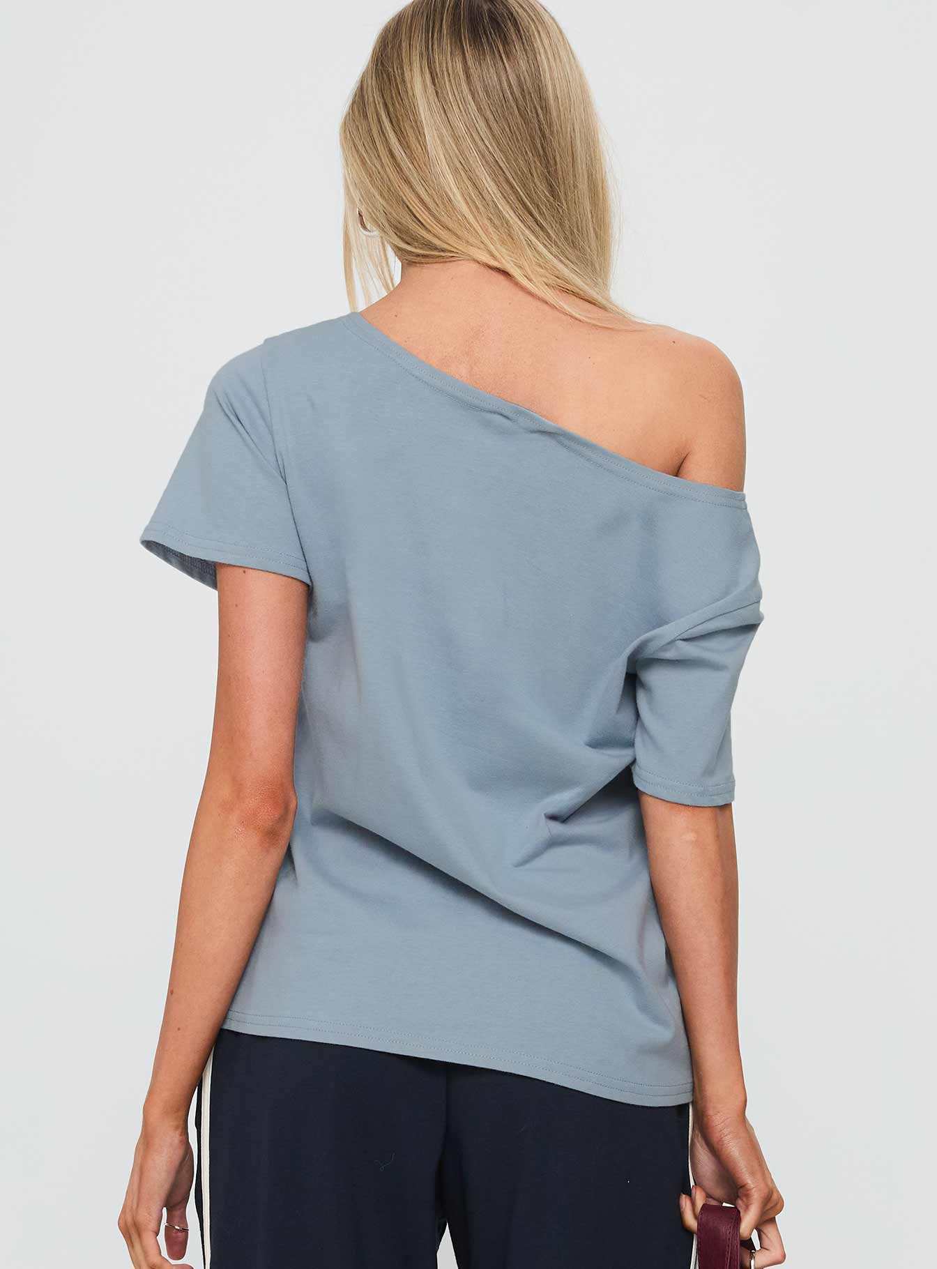 Stayback Wide Neck Graphic Top Blue - Image 5