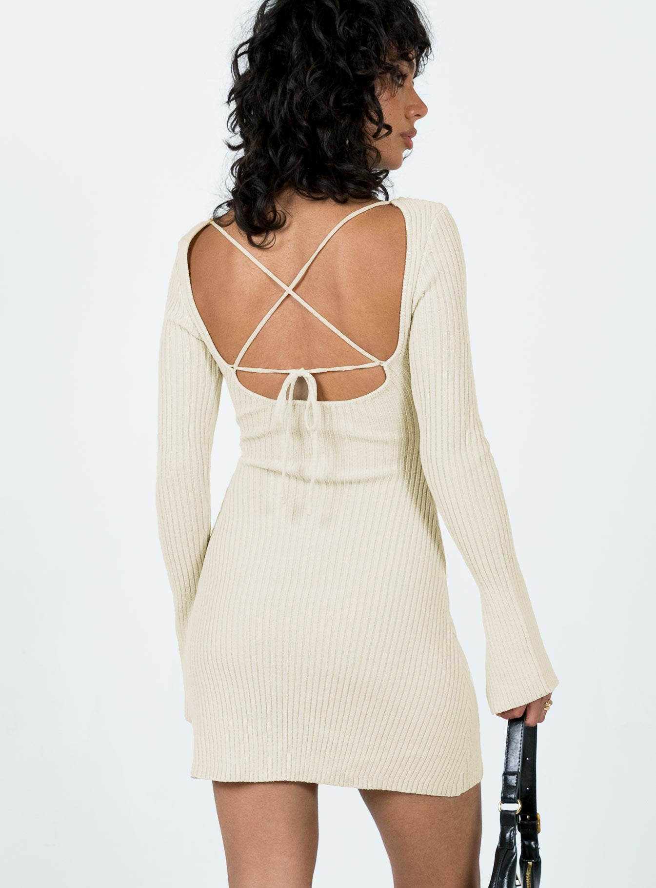 Brownhall Long Sleeve Mini Dress Beige - Image 5