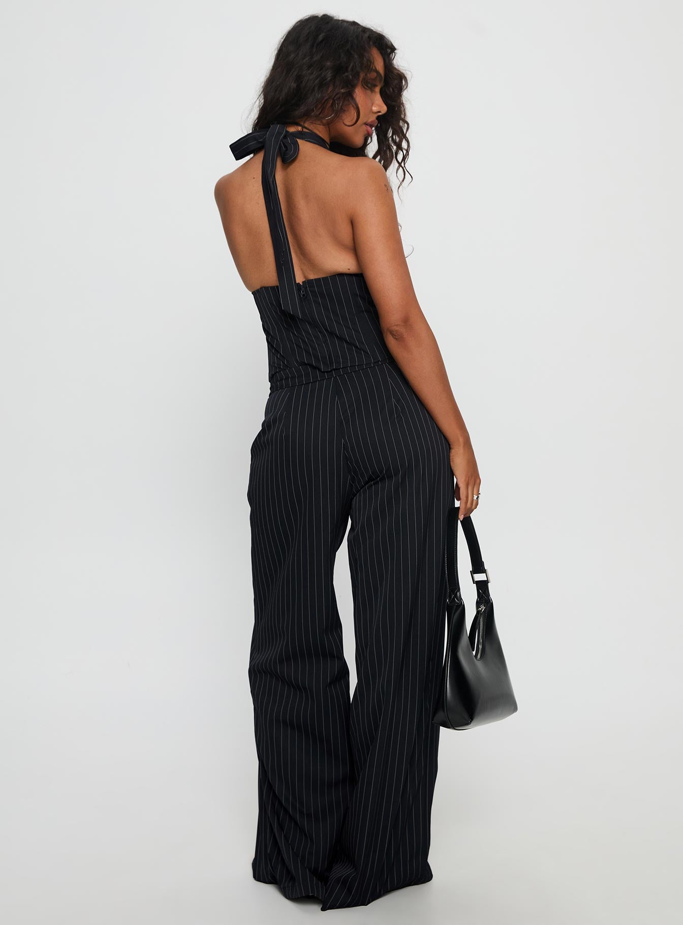 All She Wrote Halter Tailored Set Navy Stripe - Image 5