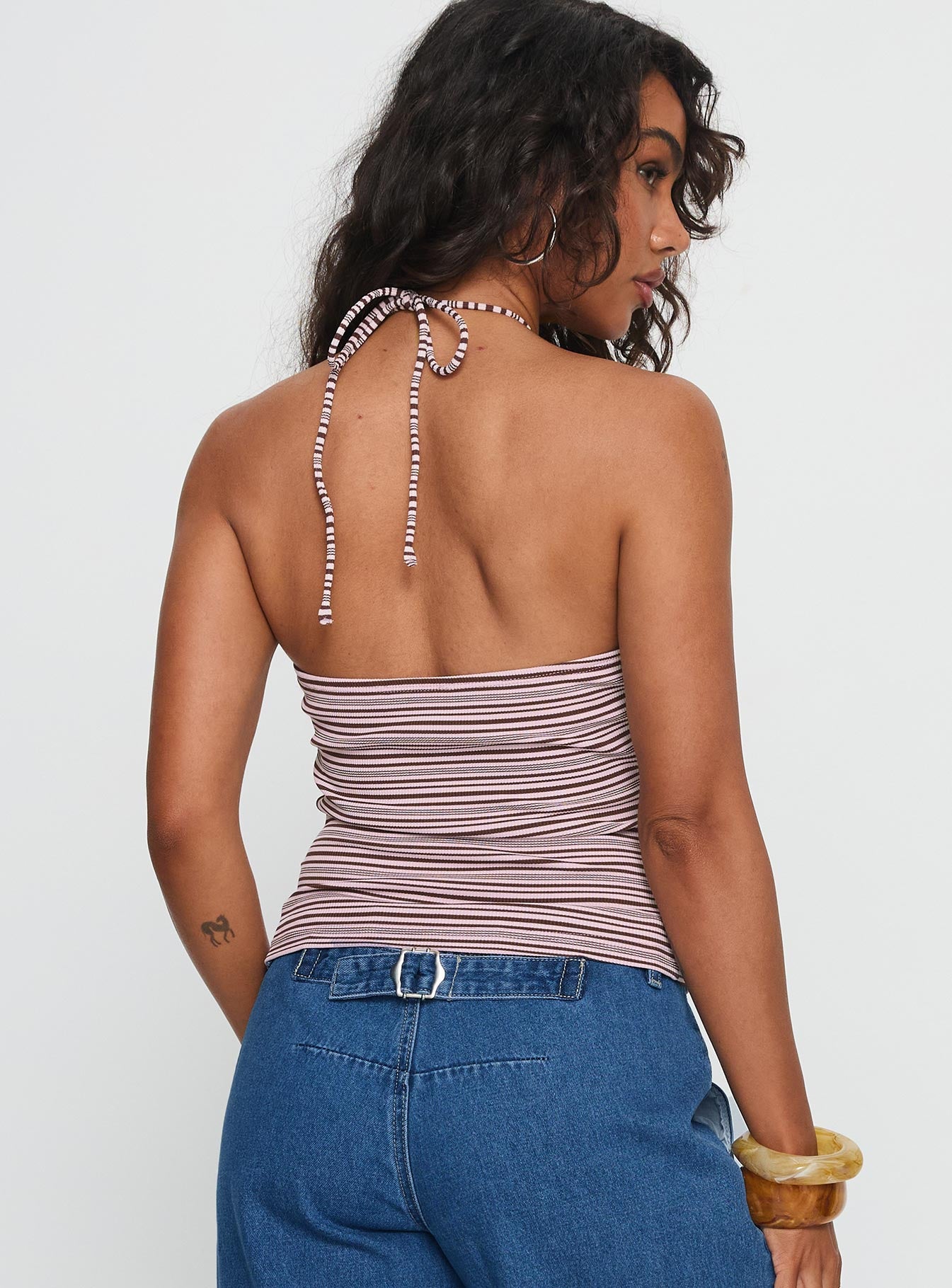 Sit In Silence Cut Out Top Purple Stripe - Image 5