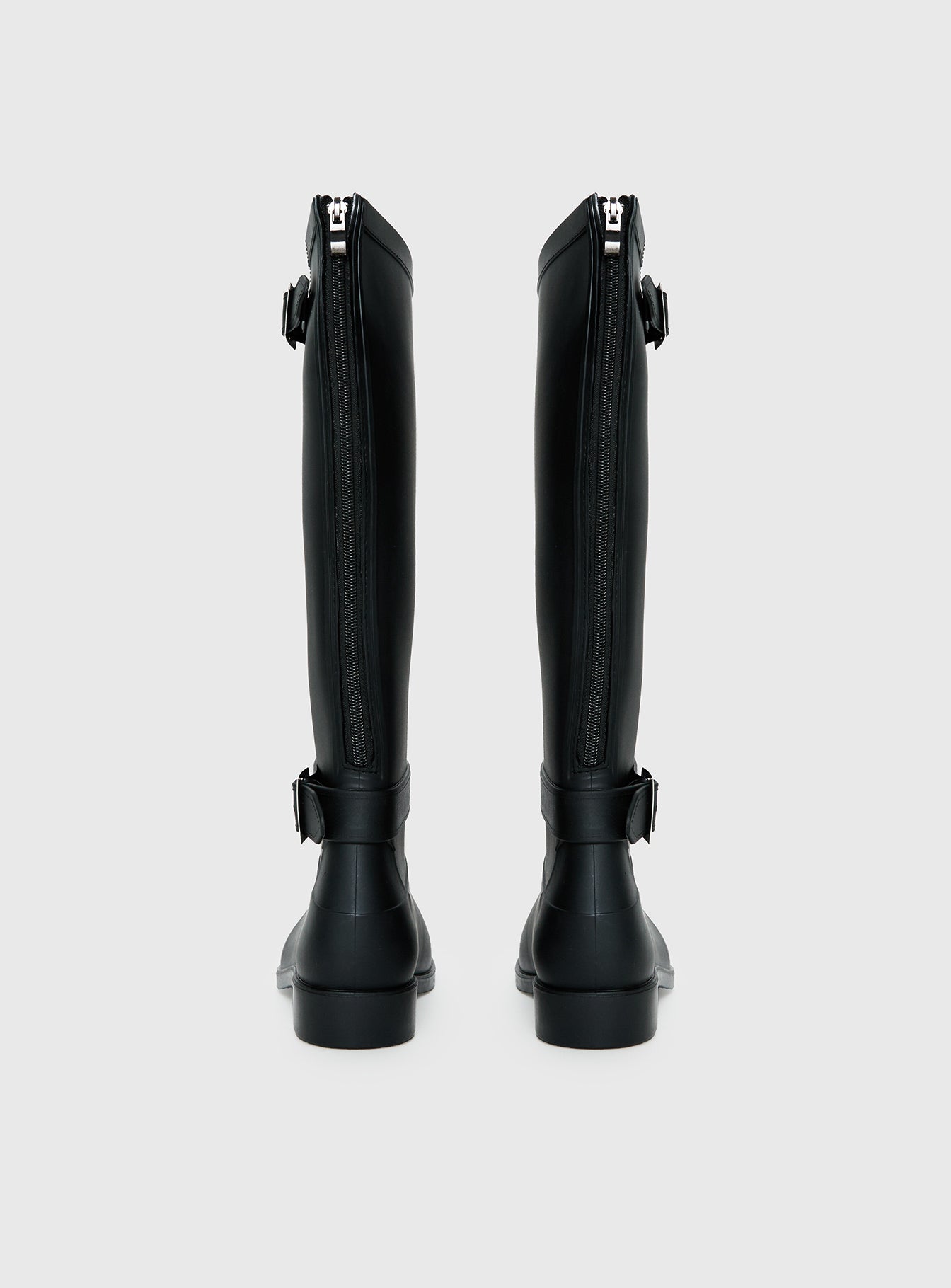 Elvera Buckle Detail Rubber Gumboots Black - Image 5