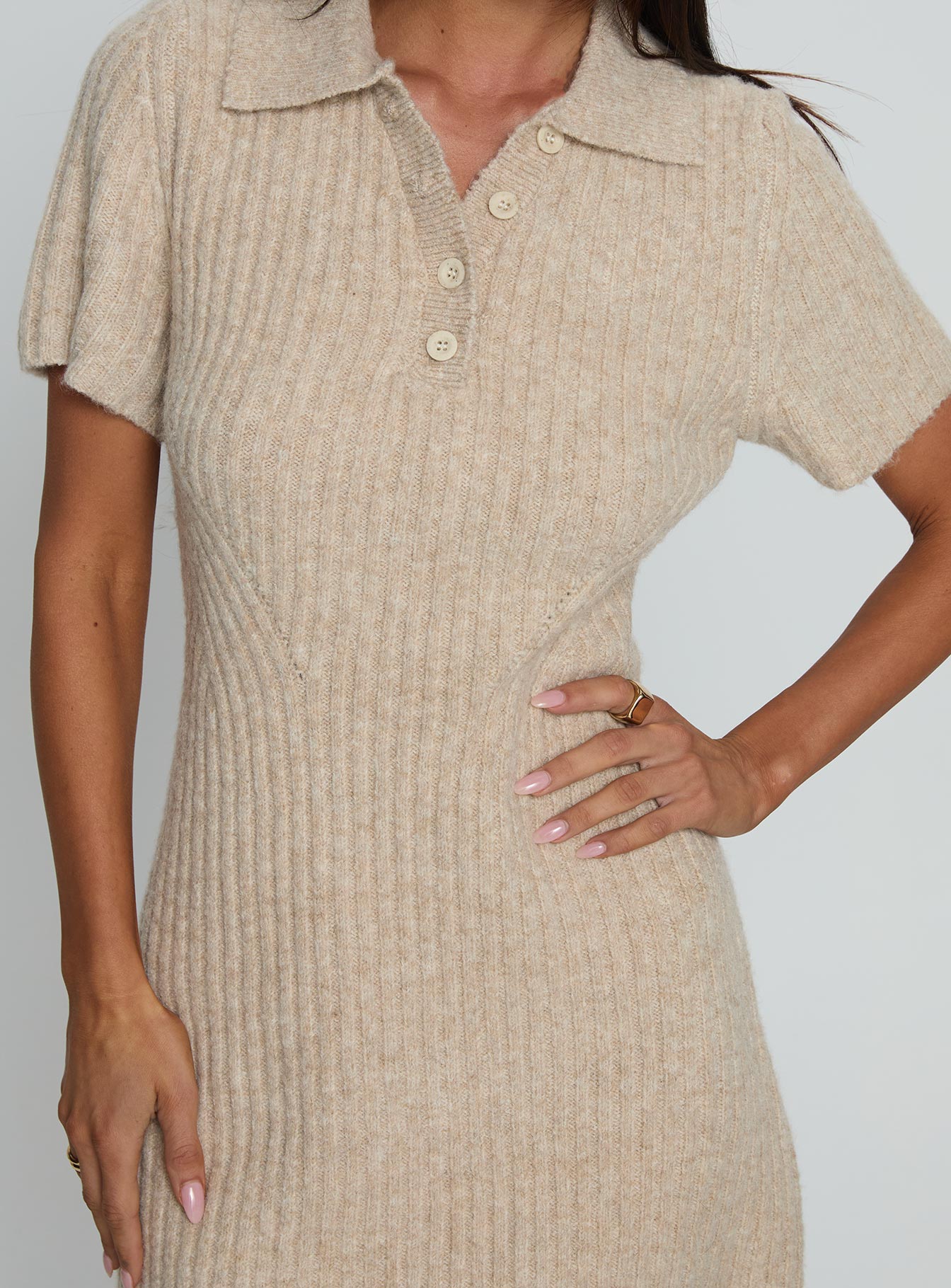 Brynie Knit Mini Dress Oat - Image 6