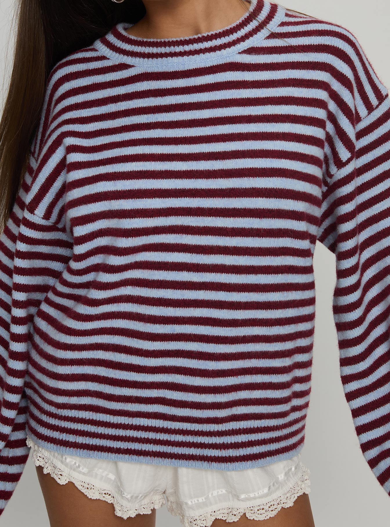 Winter Stroll Knit Sweater Blue Stripe - Image 6