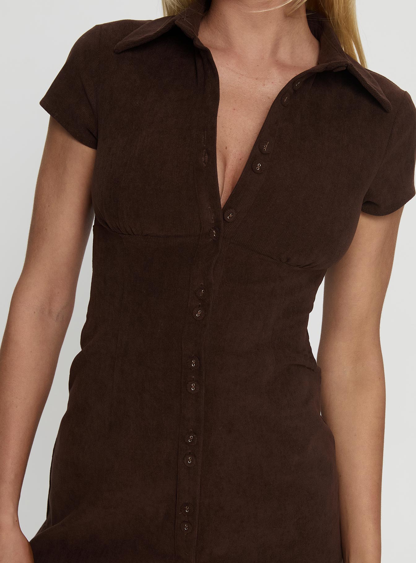 Cottesloe Corduroy Mini Dress Chocolate - Image 6