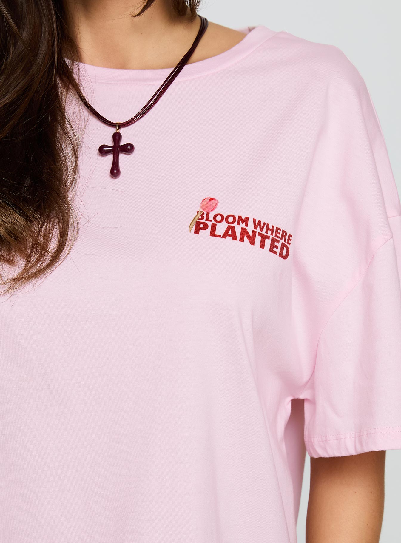 Flower Chart Oversized Tee Pink - Image 6