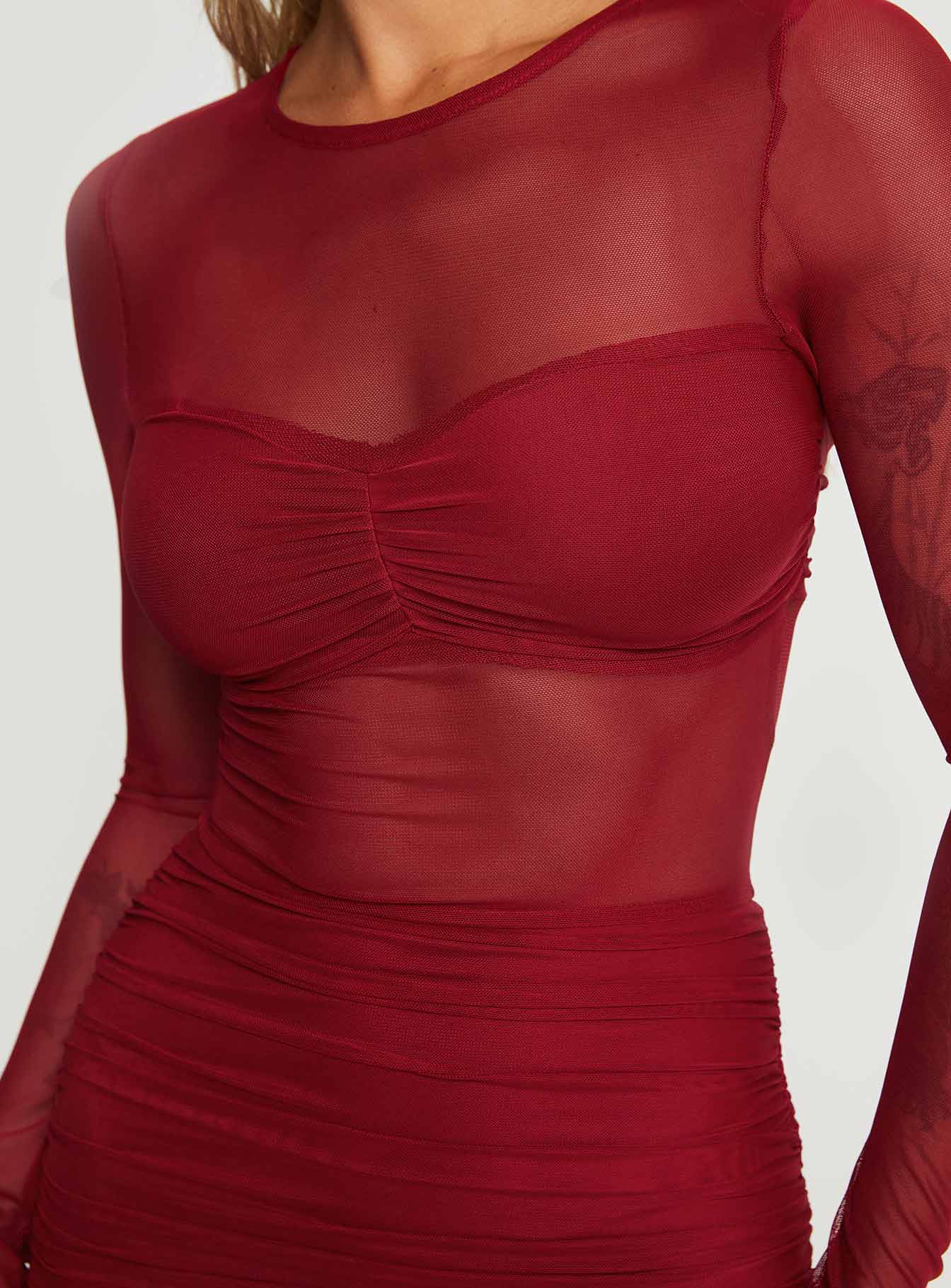 Hapstall Long Sleeve Mini Dress Burgundy - Image 6