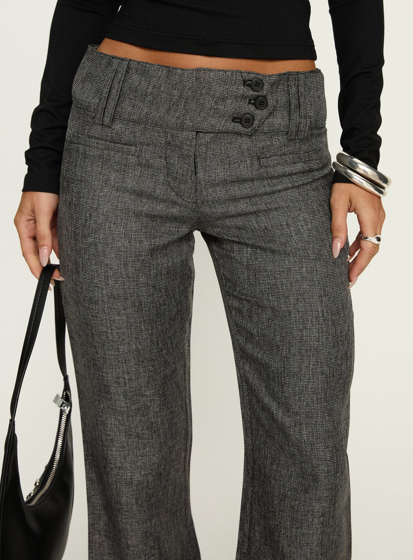 Karola Asymmetrical Buckle Pants Grey - Image 5