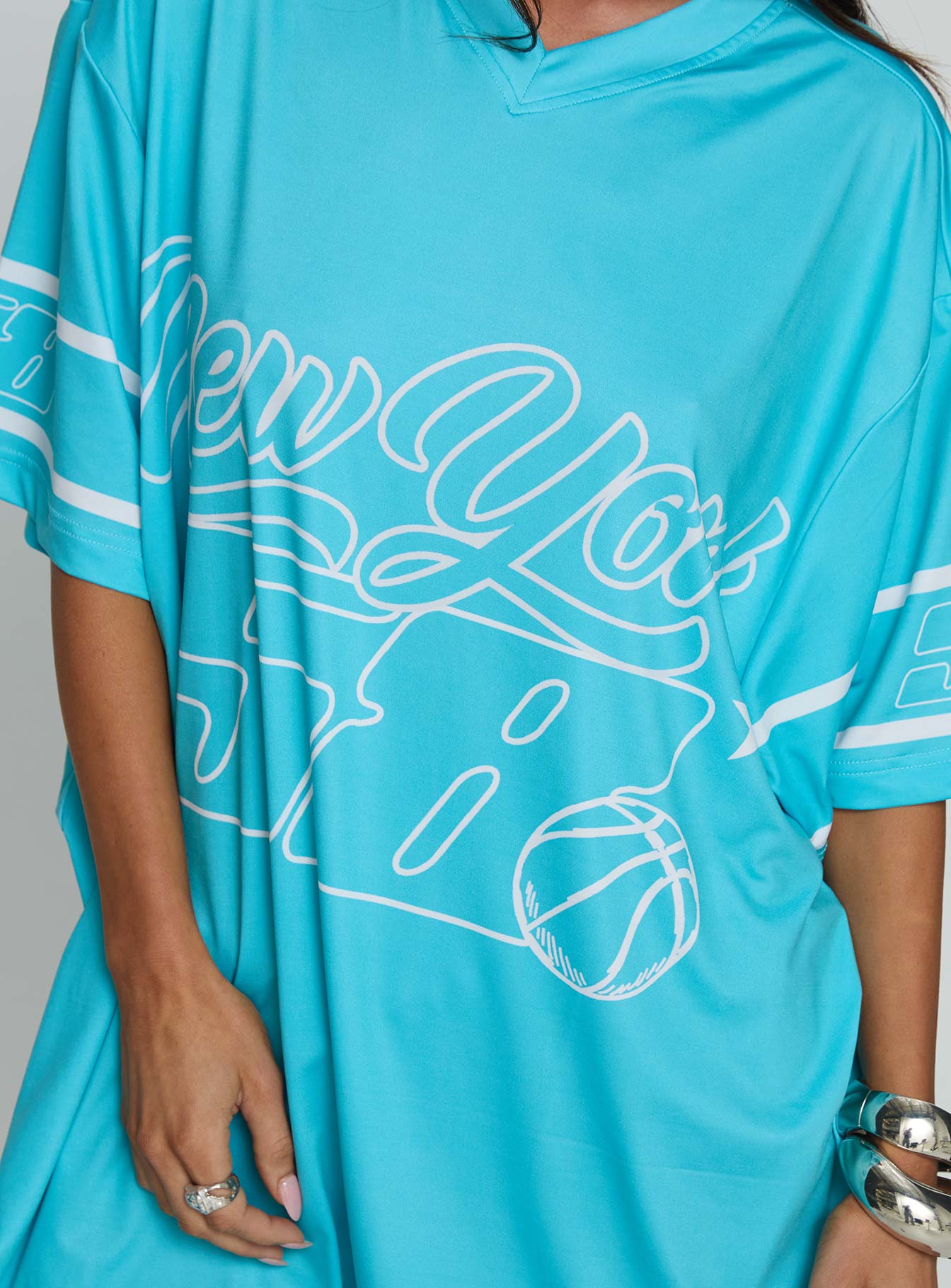 New Yorker 58 Oversized Graphic Jersey Tee Blue - Image 5