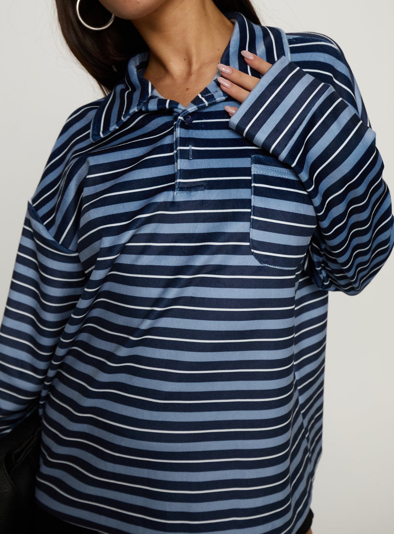 Mystris Collared Jumper Blue Stripe - Image 6