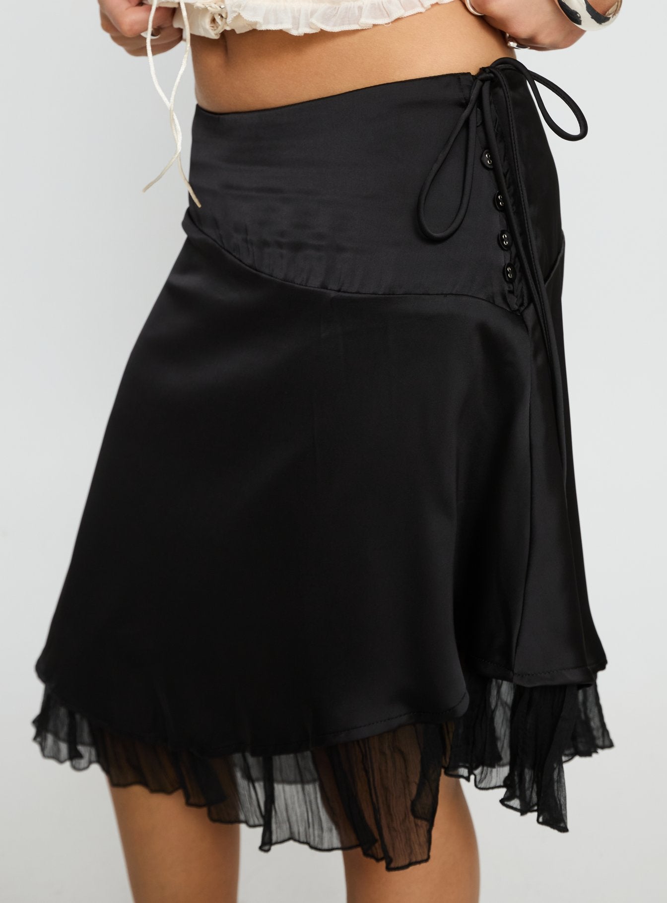 Rosemead Satin Midi Skirt Black - Image 6