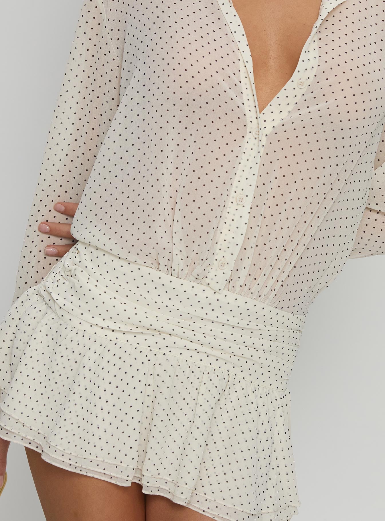 Girls Girls Girls Long Sleeve Mini Dress Porcelain Polka - Image 6