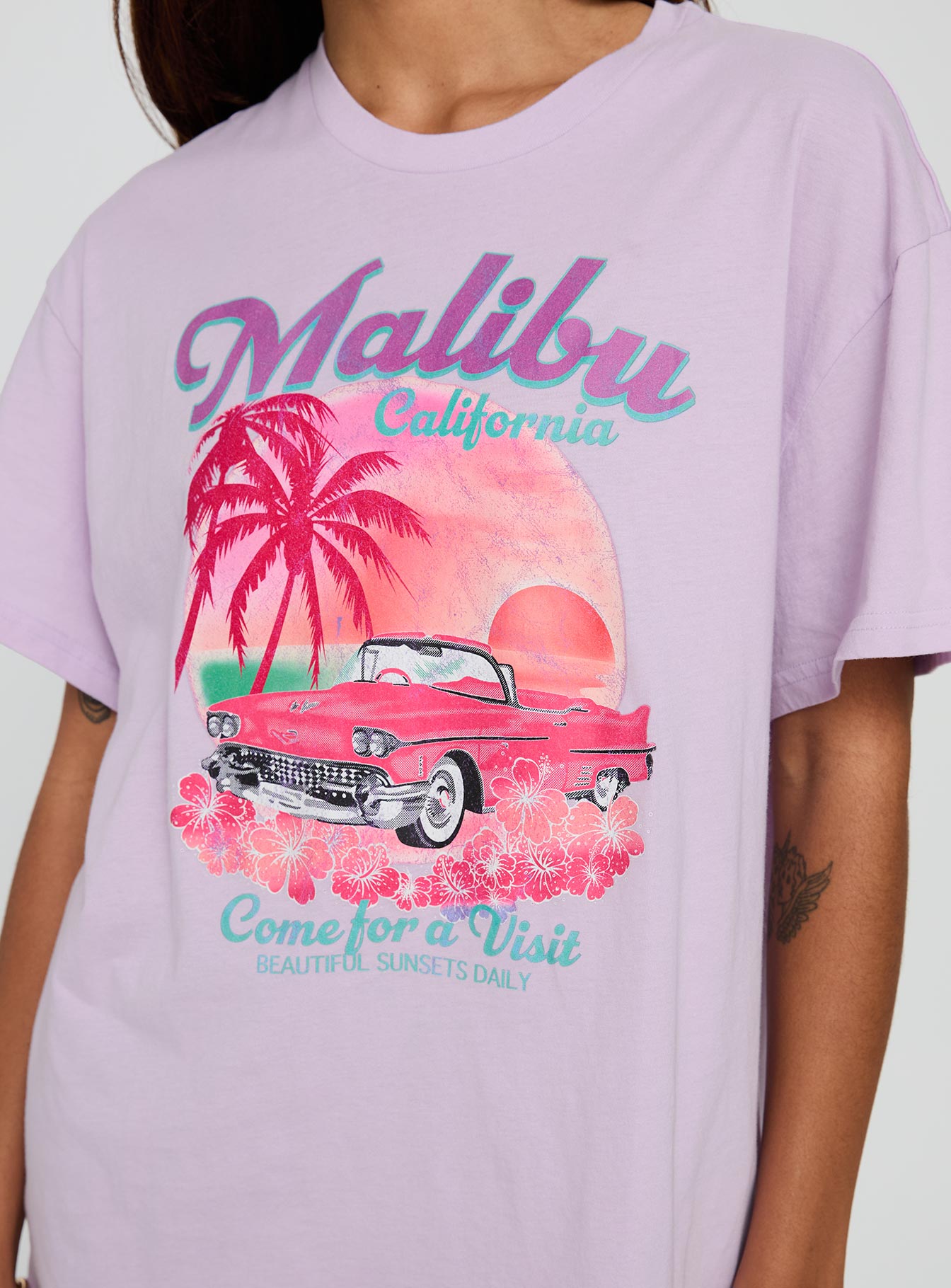 Malibu Sunset Oversized Graphic Tee Purple - Image 5