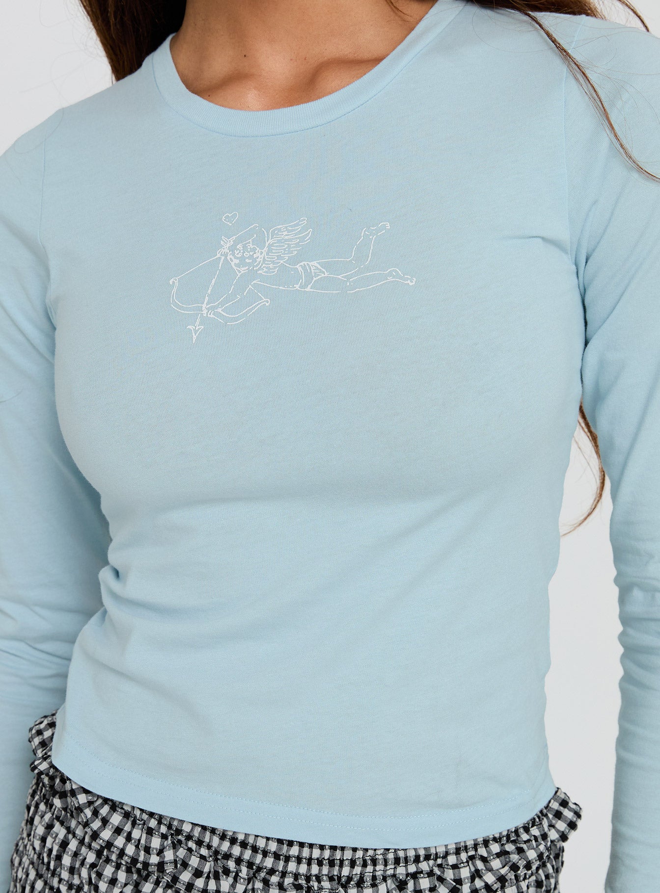 Baby Cupid Long Sleeve Graphic Top Washed Blue - Image 5