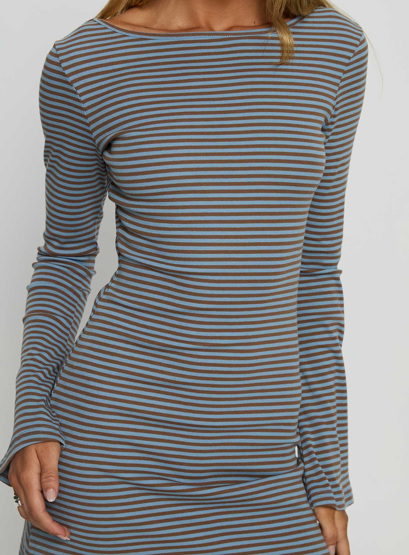 Bryanna Long Sleeve Mini Dress Blue Brown - Image 6