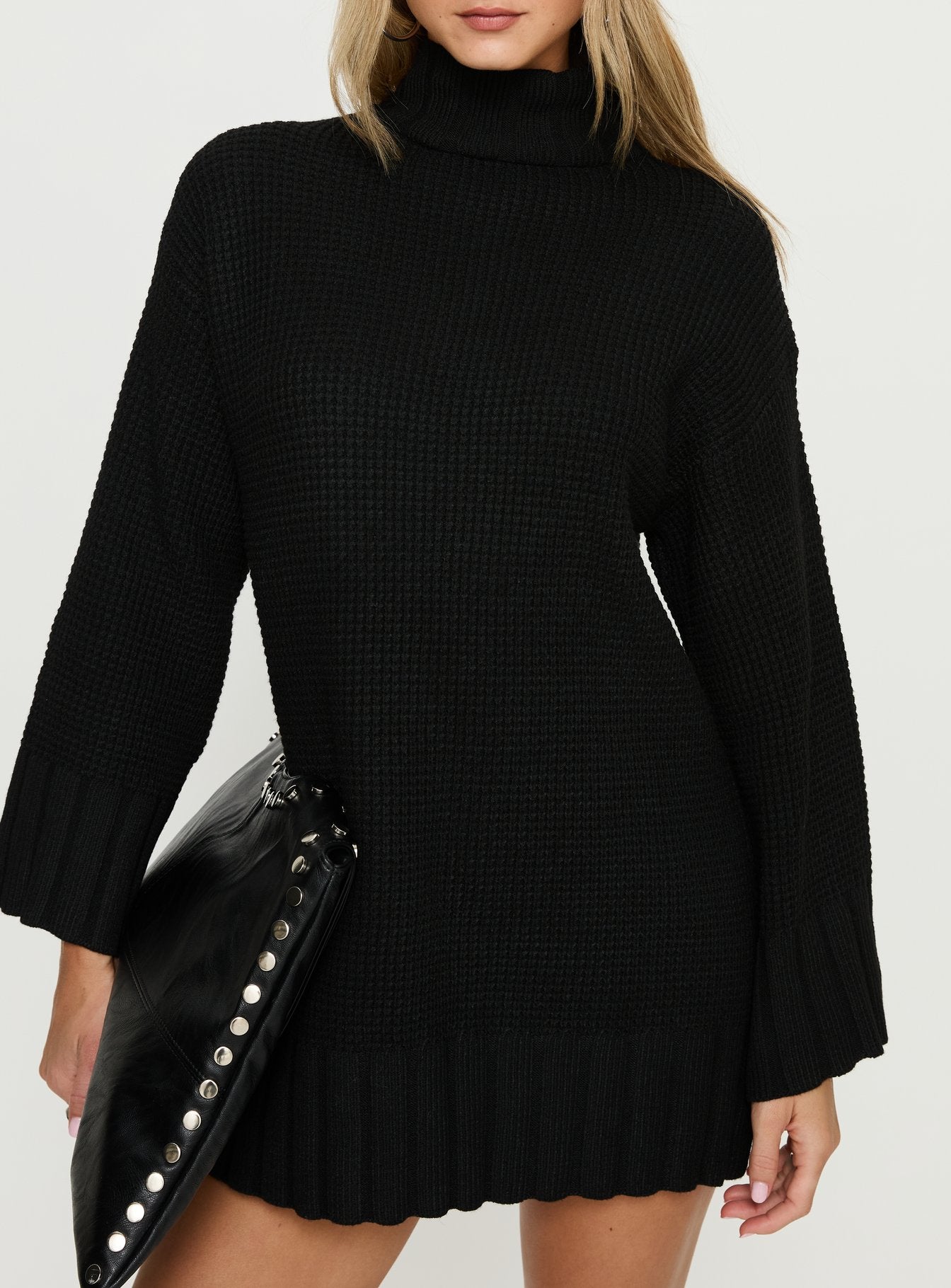 Tarin Long Sleeve Knit Mini Dress Black - Image 6