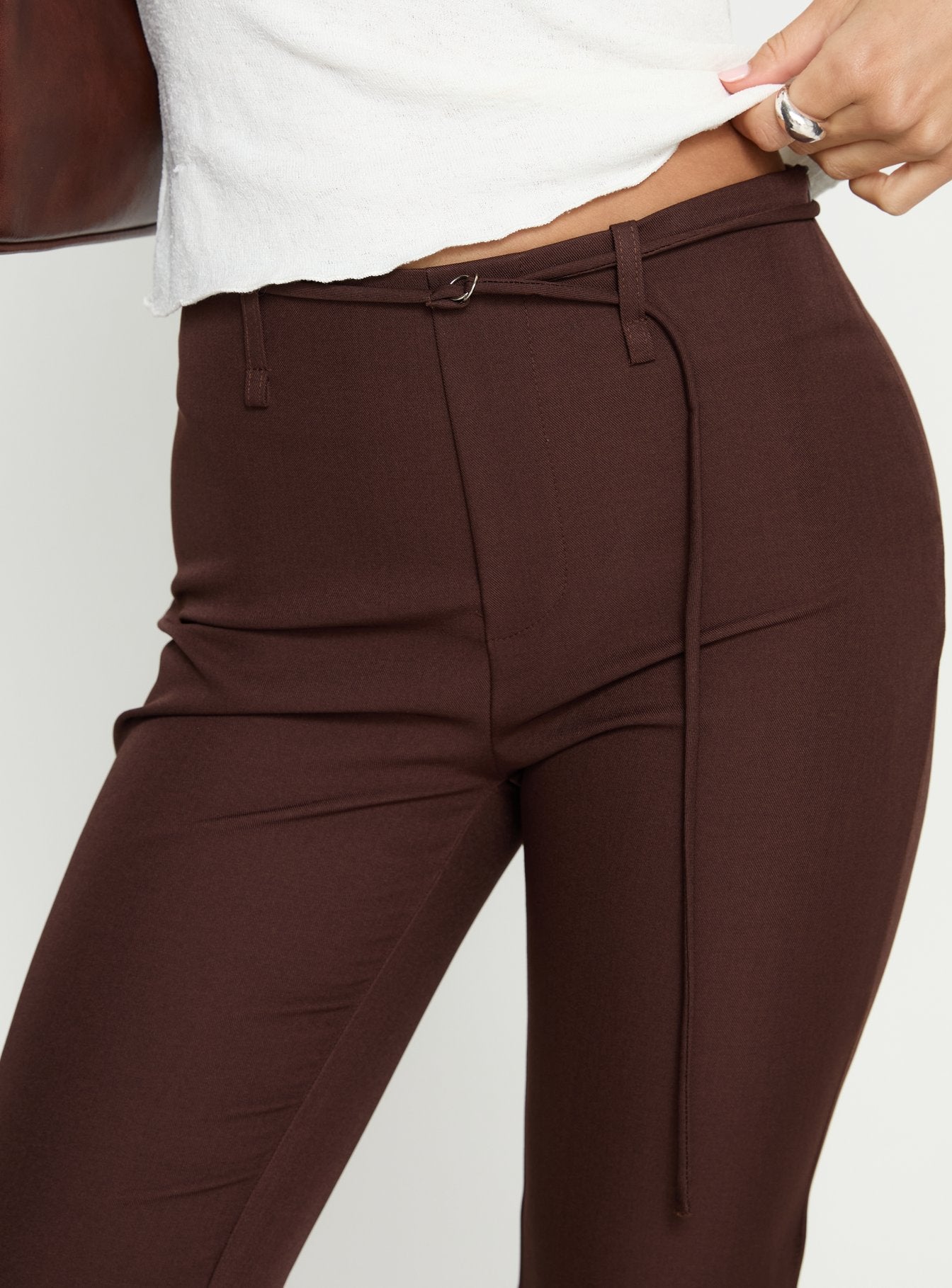 Giorgie Belted Capri Pant Chocolate Brown - Image 5