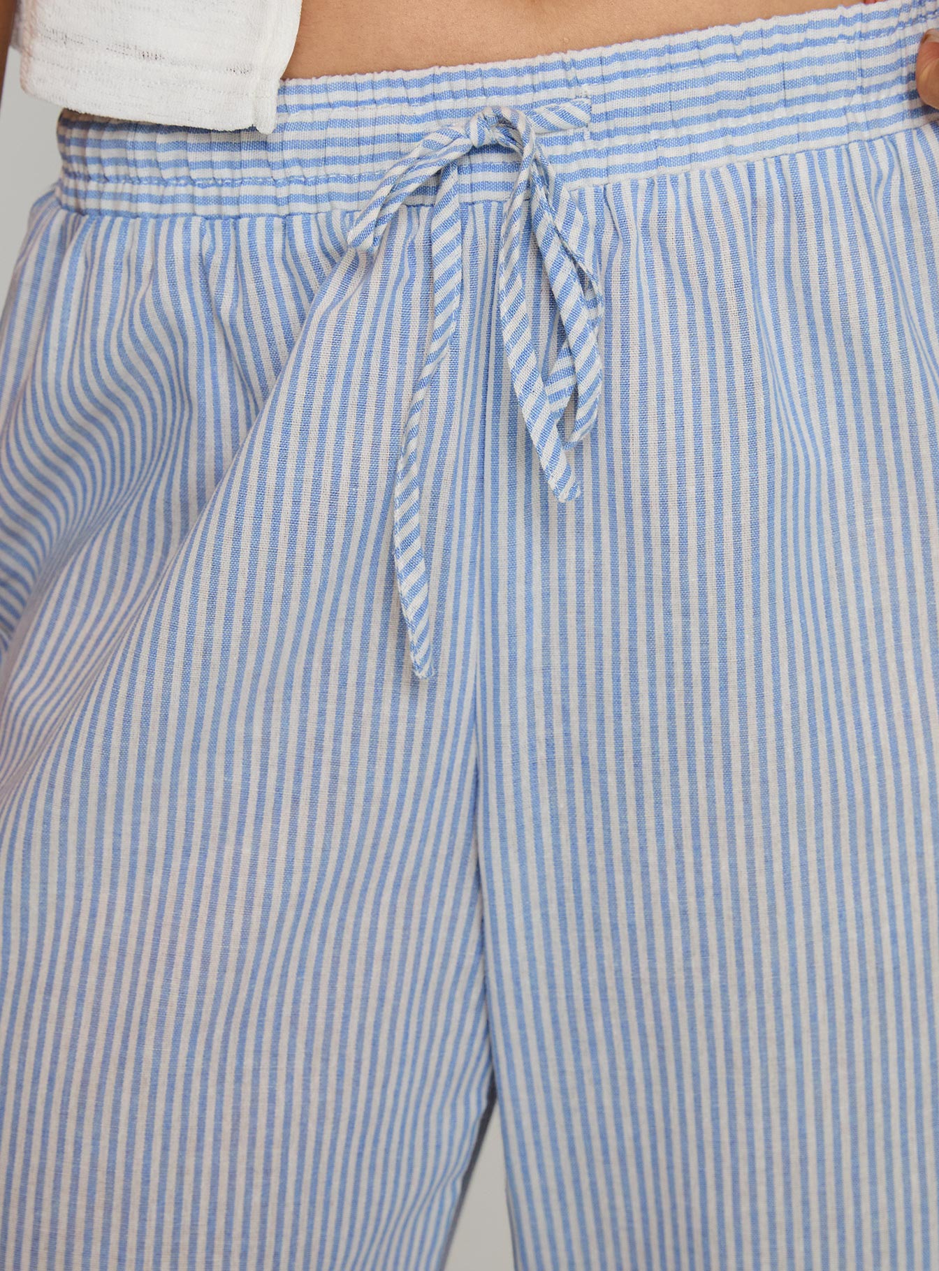 Holiday Tie Front Pant Blue White Stripe - Image 7