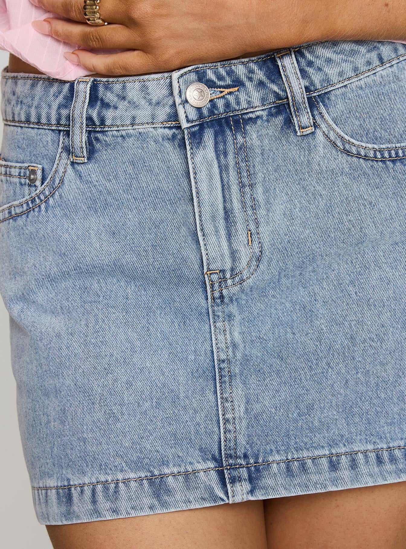 Nickei Denim Mini Skirt Light Wash Tall - Image 6