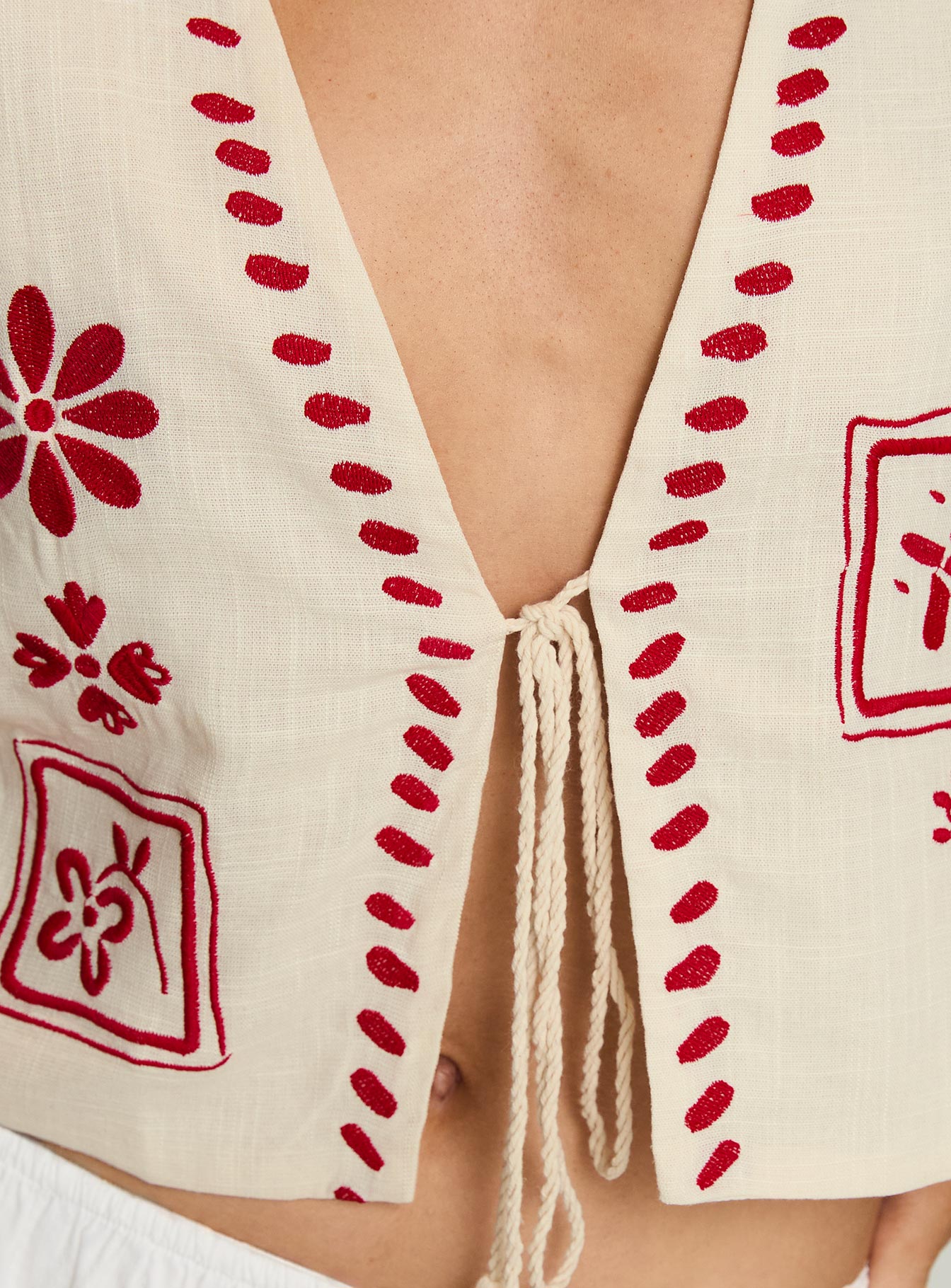 Grazia Vest Top Cream Red - Image 6