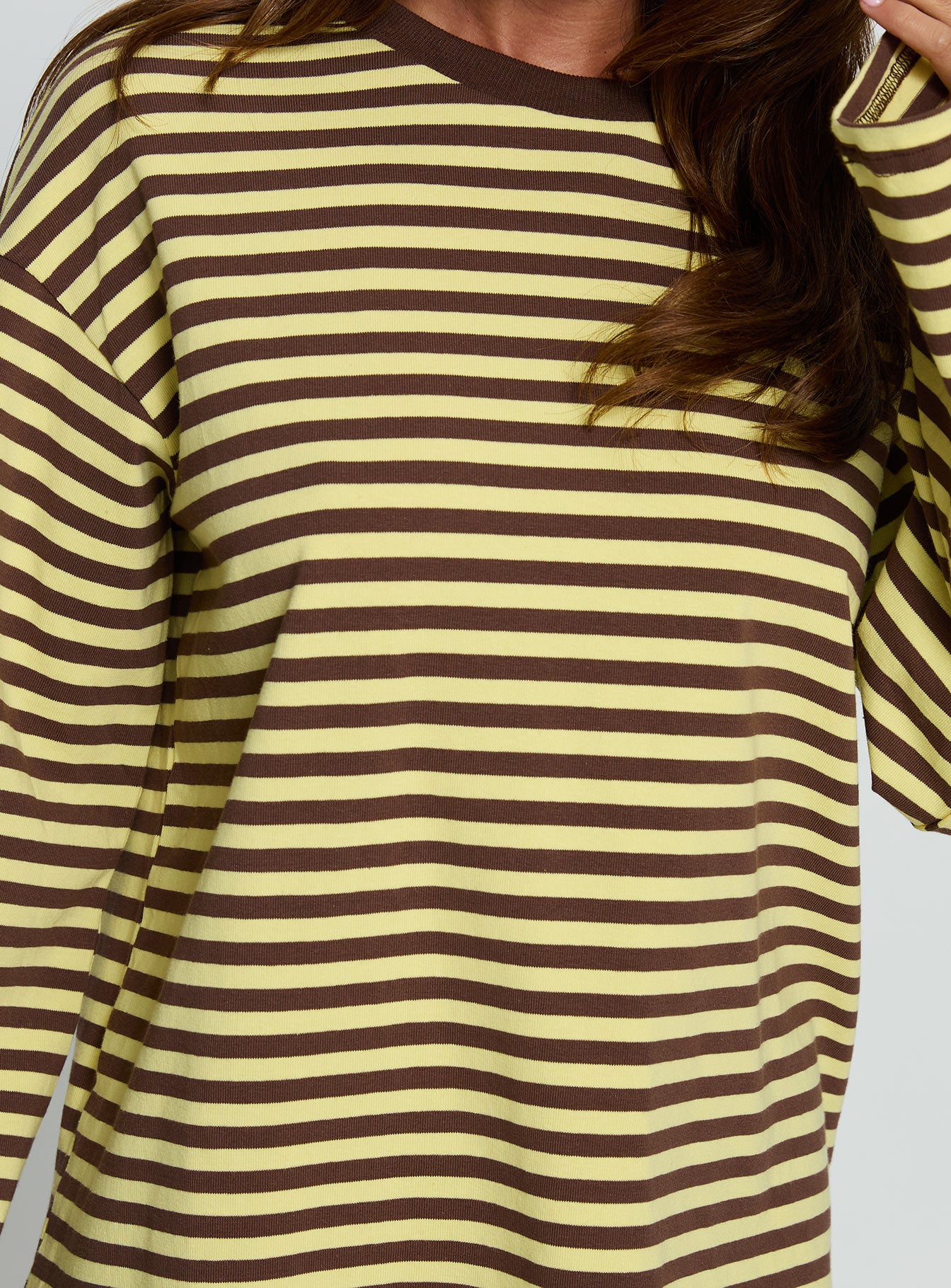 Settle Down Long Sleeve Top Yellow Brown Stripe - Image 6