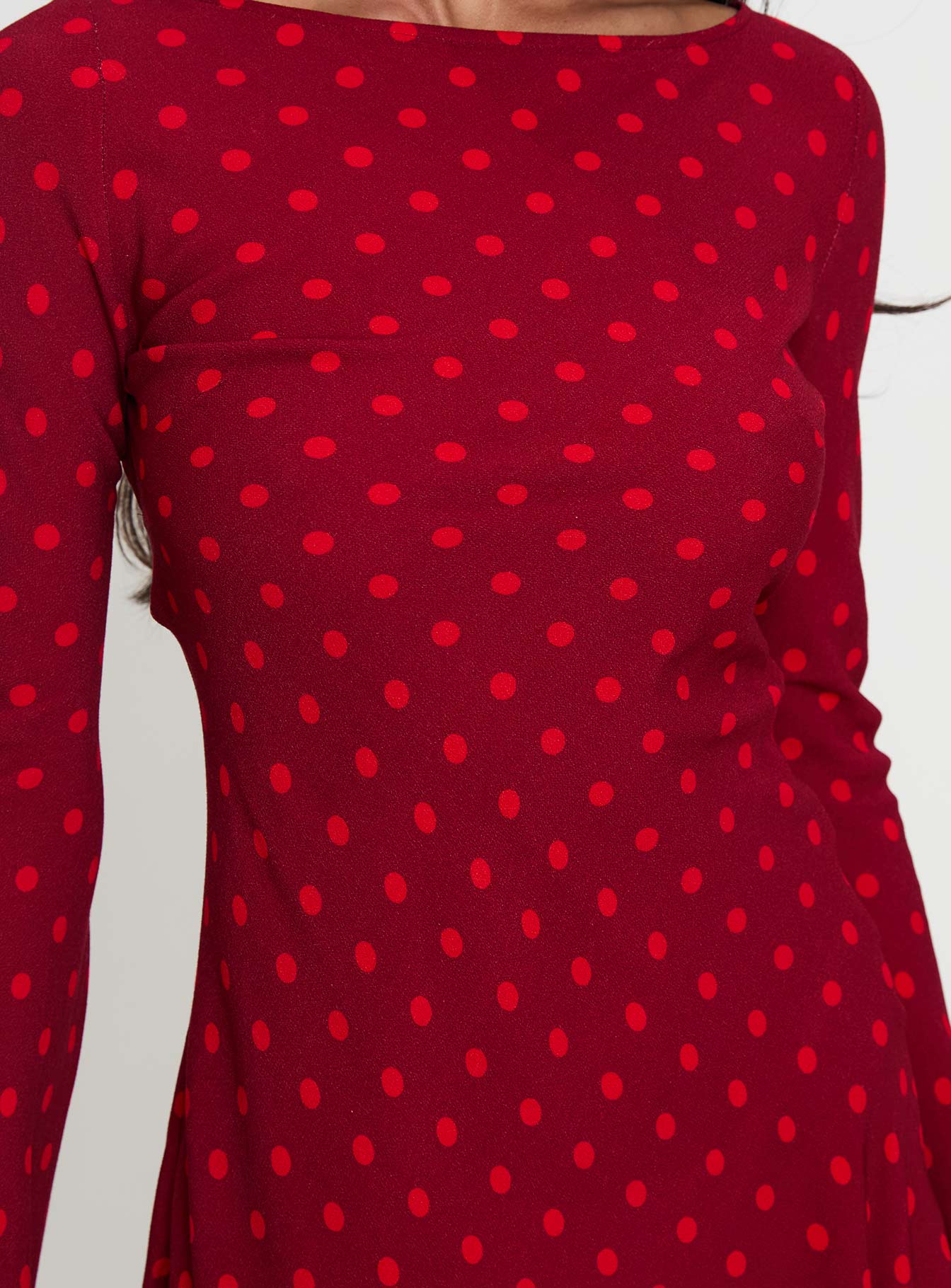 Good Graces Long Sleeve Mini Dress Red Dot - Image 6