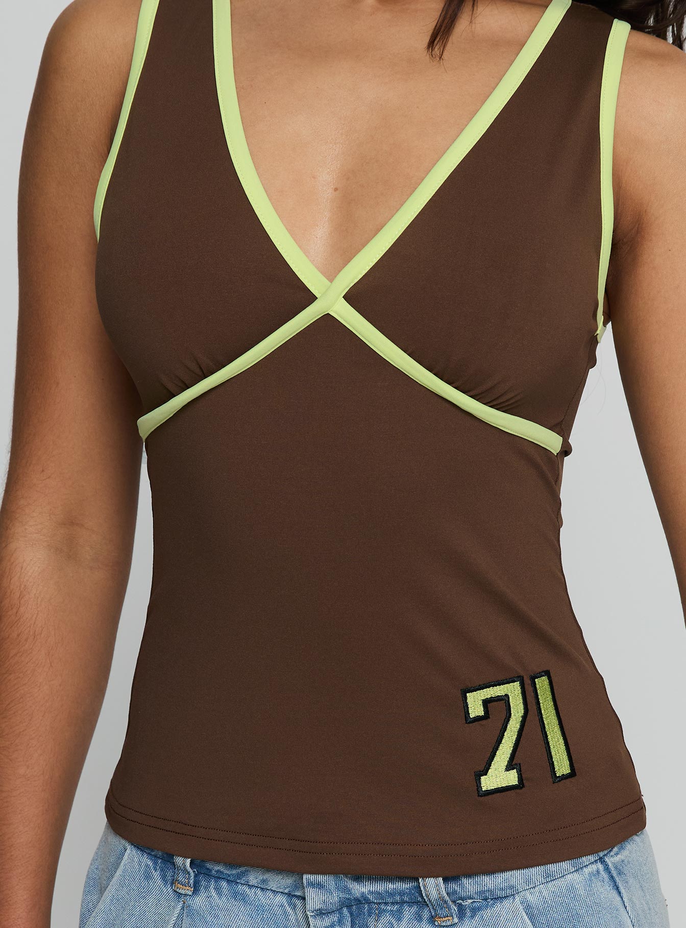 71 Classics V Neck Top Brown - Image 5