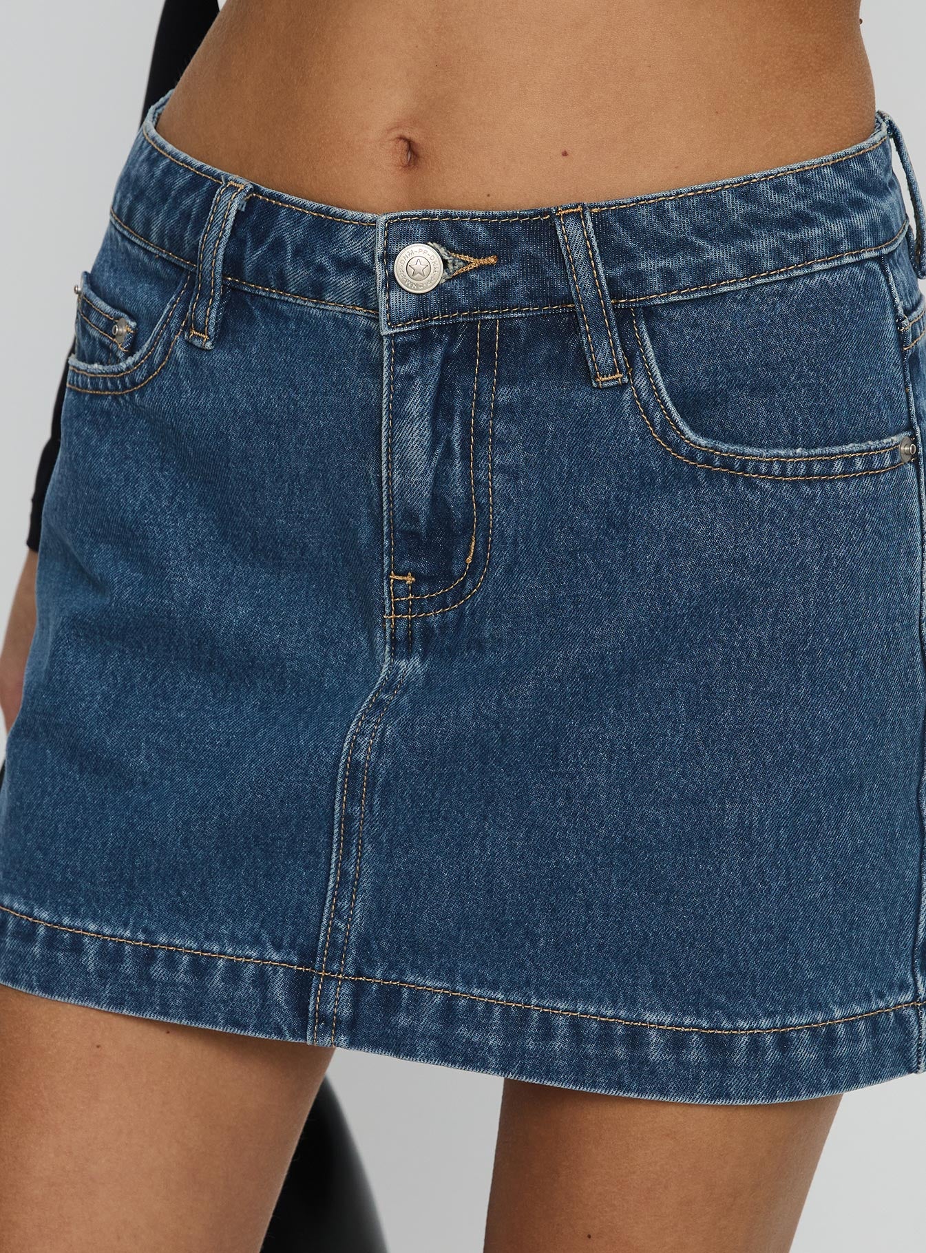 Nickei Denim Mini Skirt Mid Wash - Image 6
