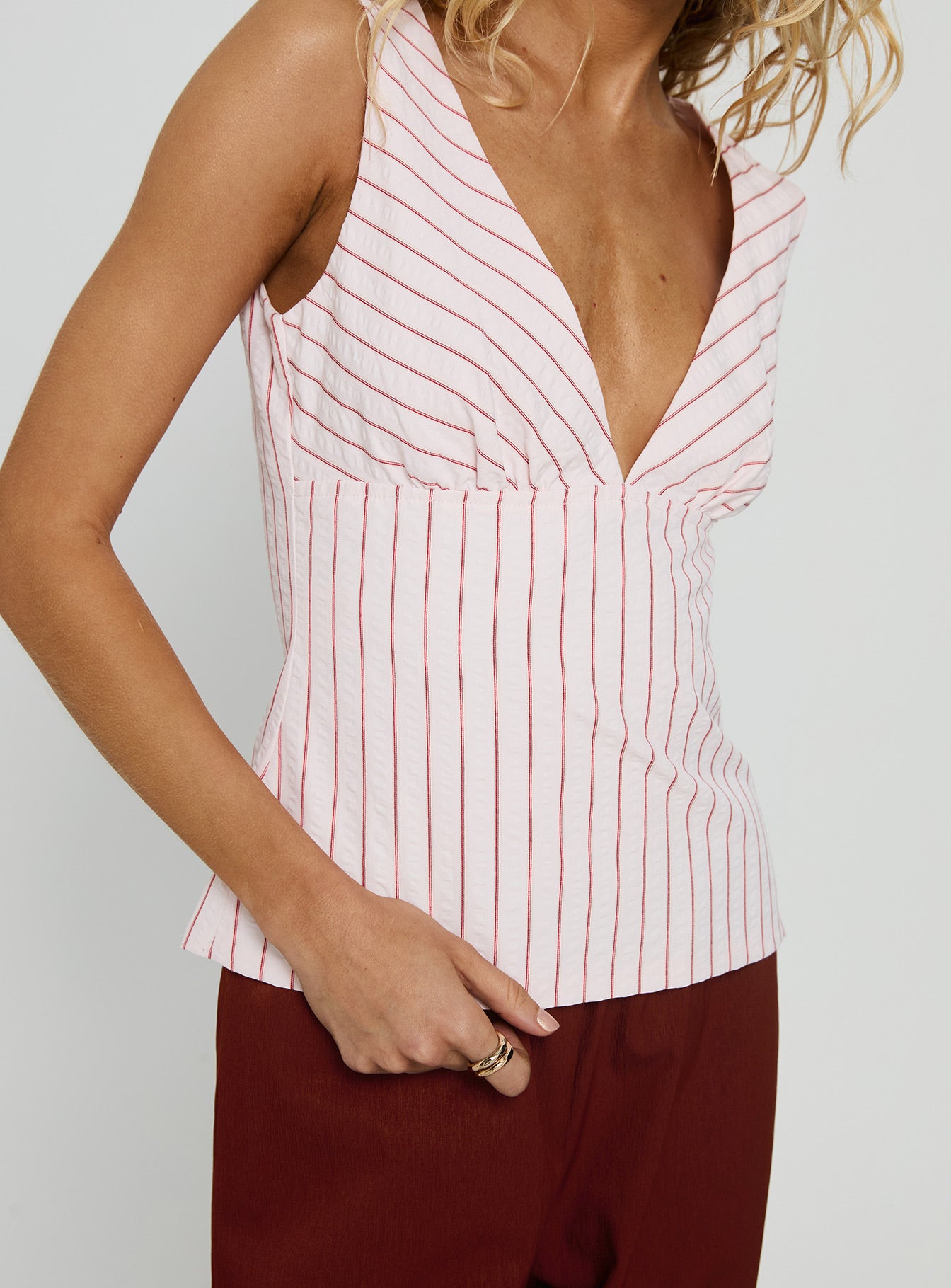 Callaia Plunge Cami Top Pink Stripe - Image 5