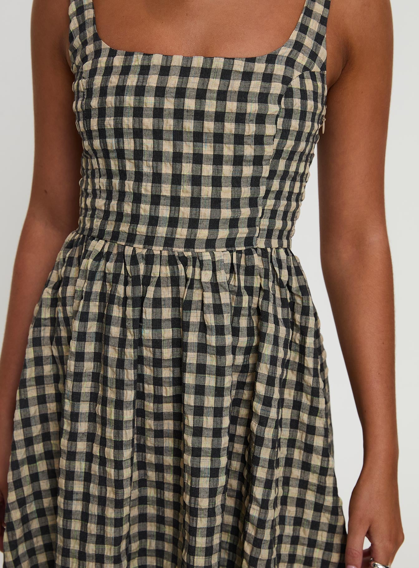 Cartmel Check Maxi Dress Black Cream Petite - Image 9
