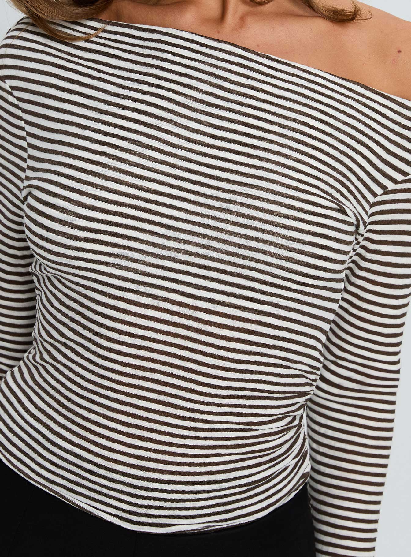 Synergies Long Sleeve Top Brown White Stripe - Image 6