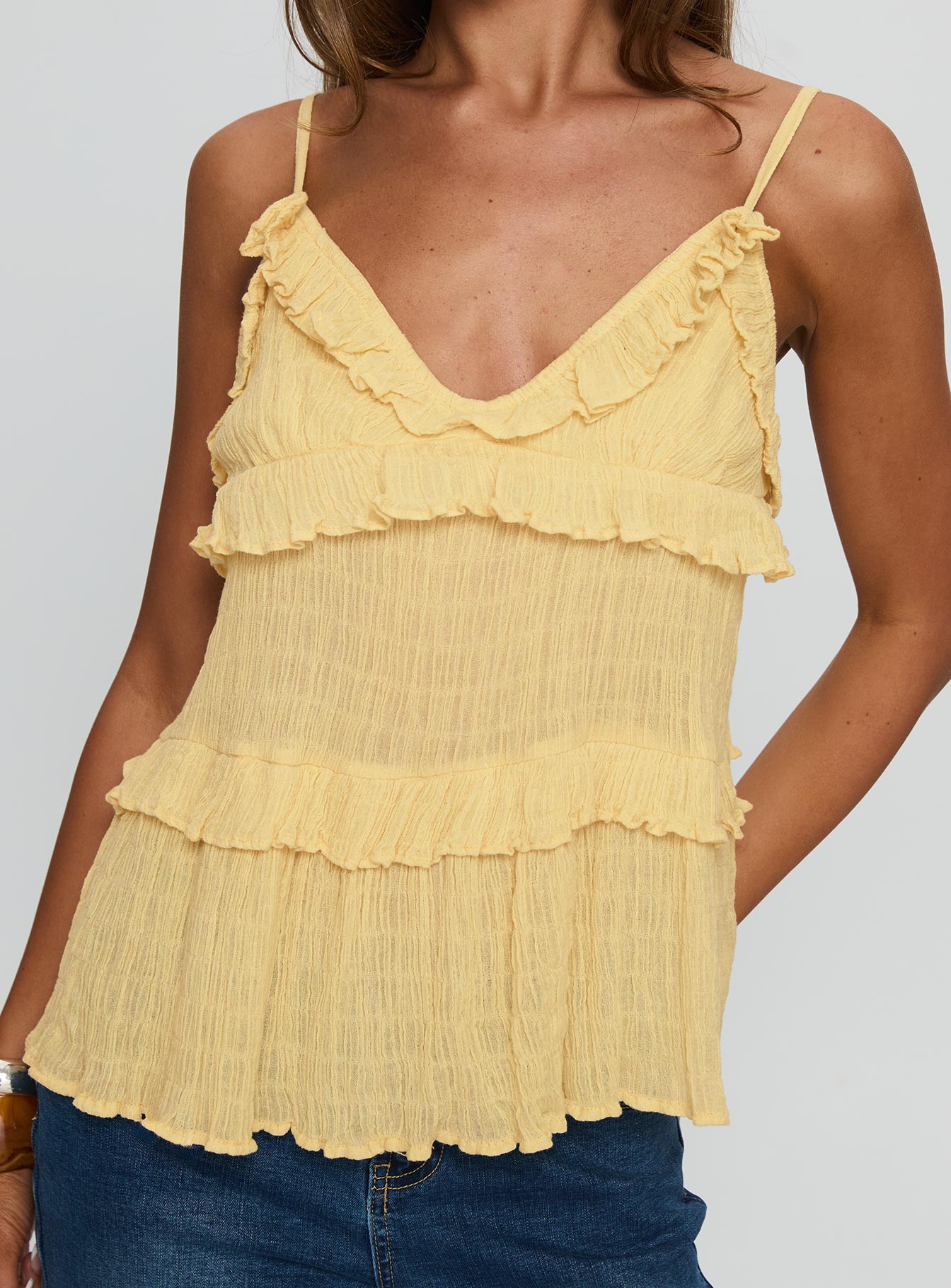 Jorjia Ruffle Cami Top Yellow - Image 6