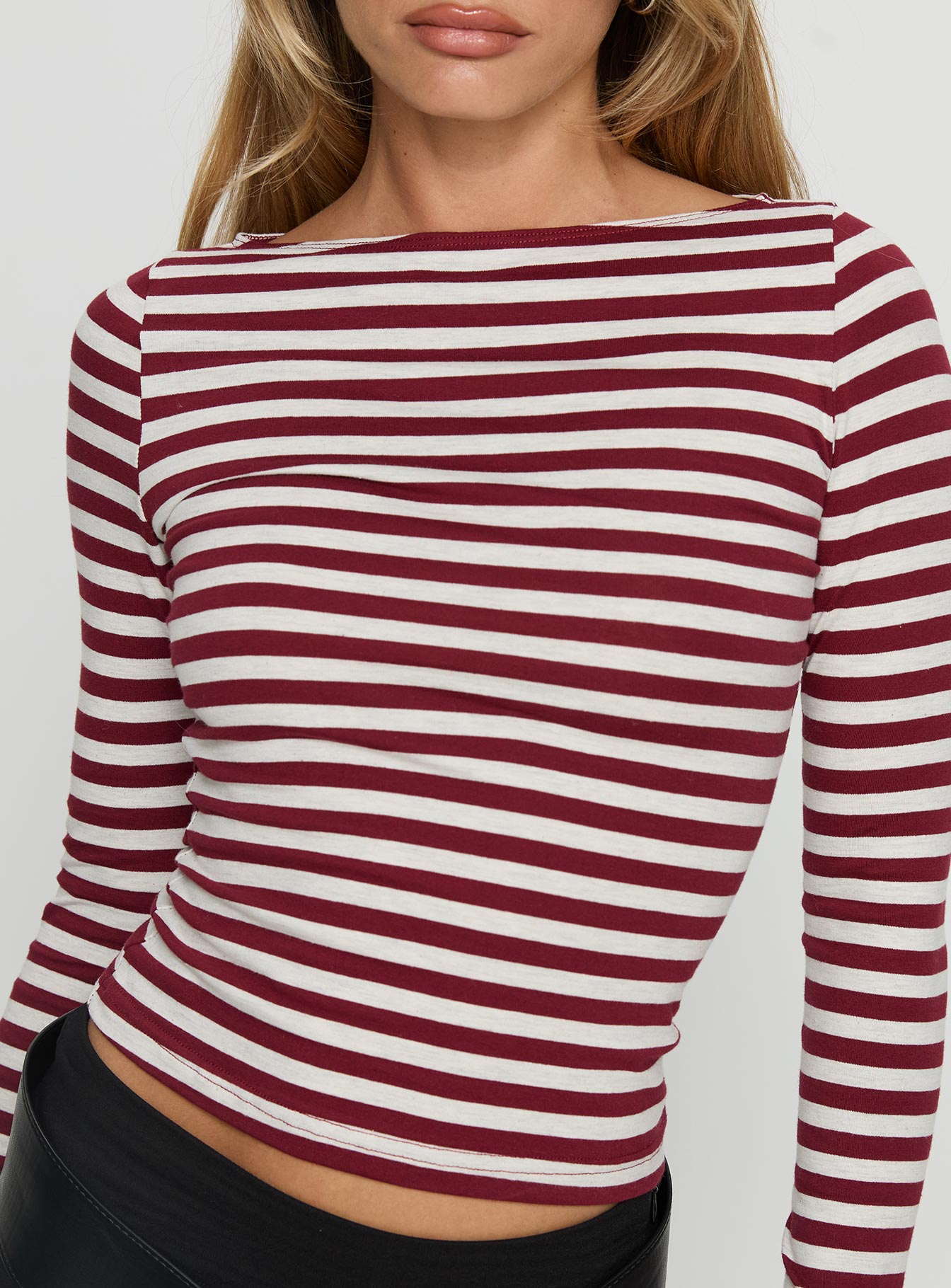 Derrica Long Sleeve Top Red Grey Stripe - Image 5