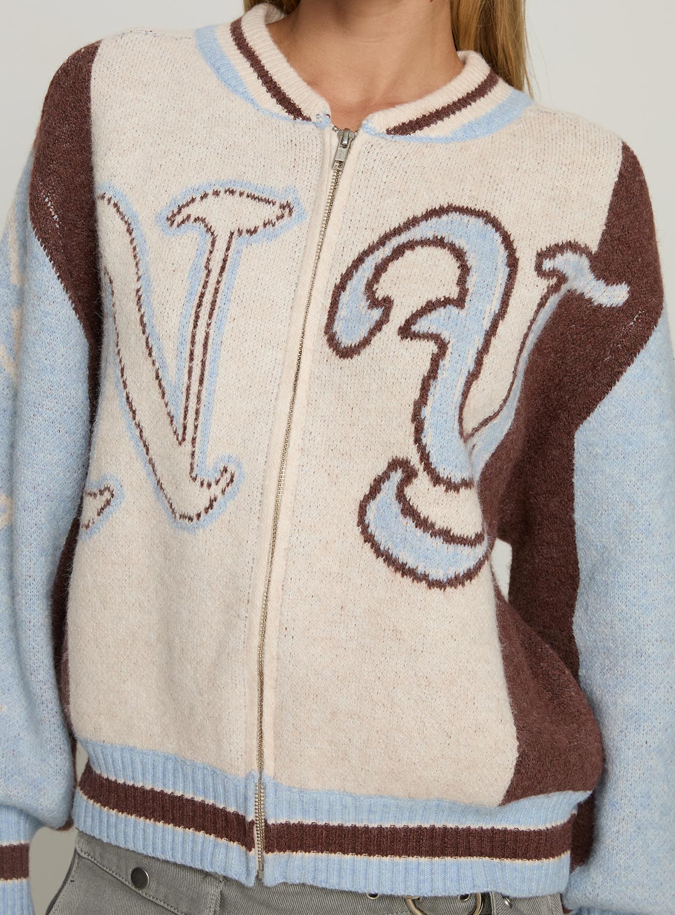 Brandyce Graphic Knit Jacket Blue Chocolate - Image 6