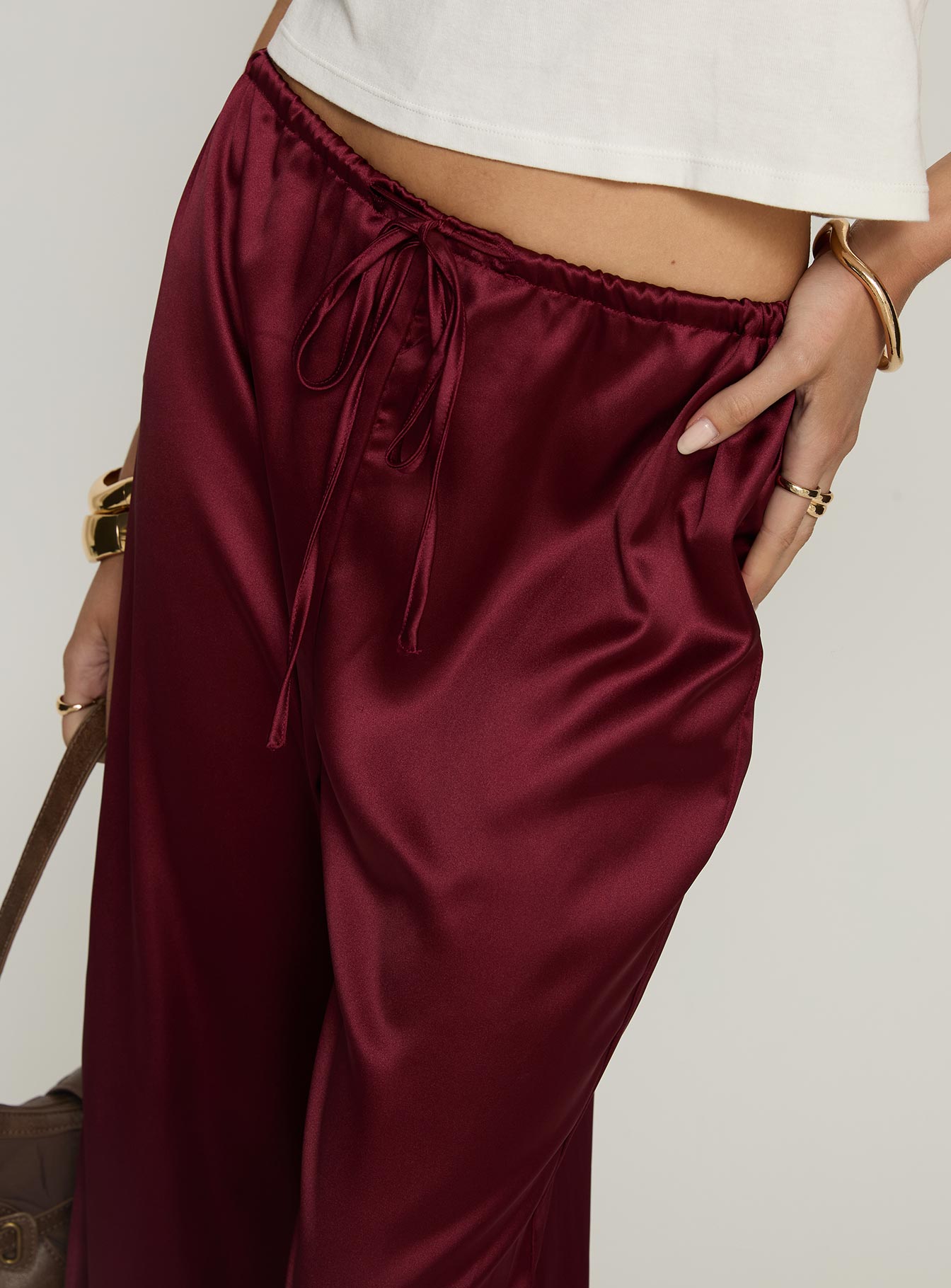 Soulstar Satin Pants Wine - Image 5
