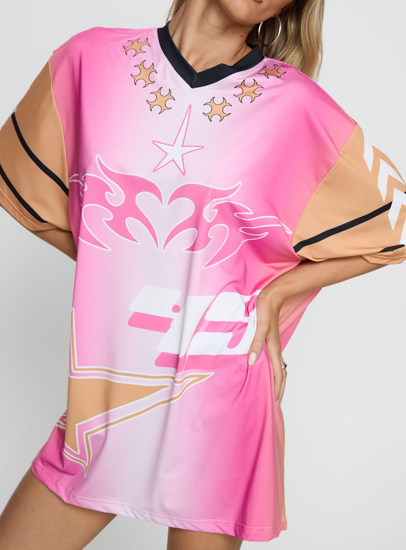 Moto Angel Graphic Top Pink Orange - Image 5