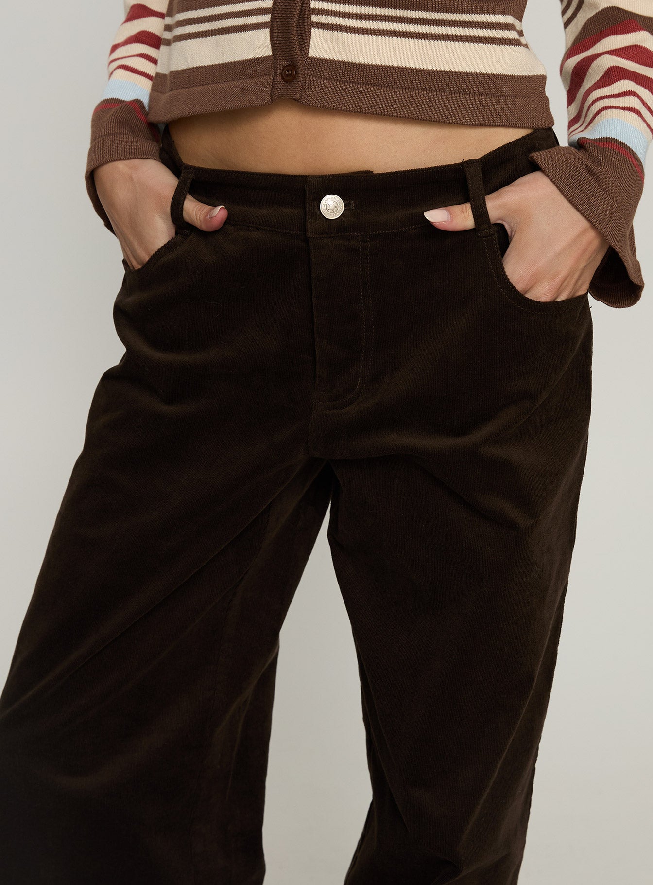Kenza Wide Leg Corduroy Pant Brown - Image 6