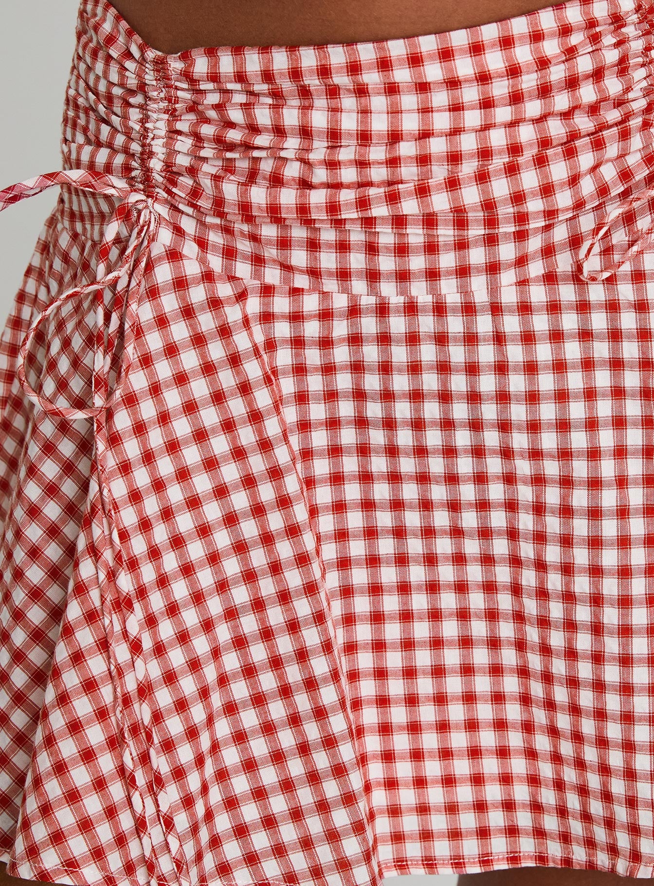 Sweet Verona Ruched Mini Skirt Red Check - Image 6
