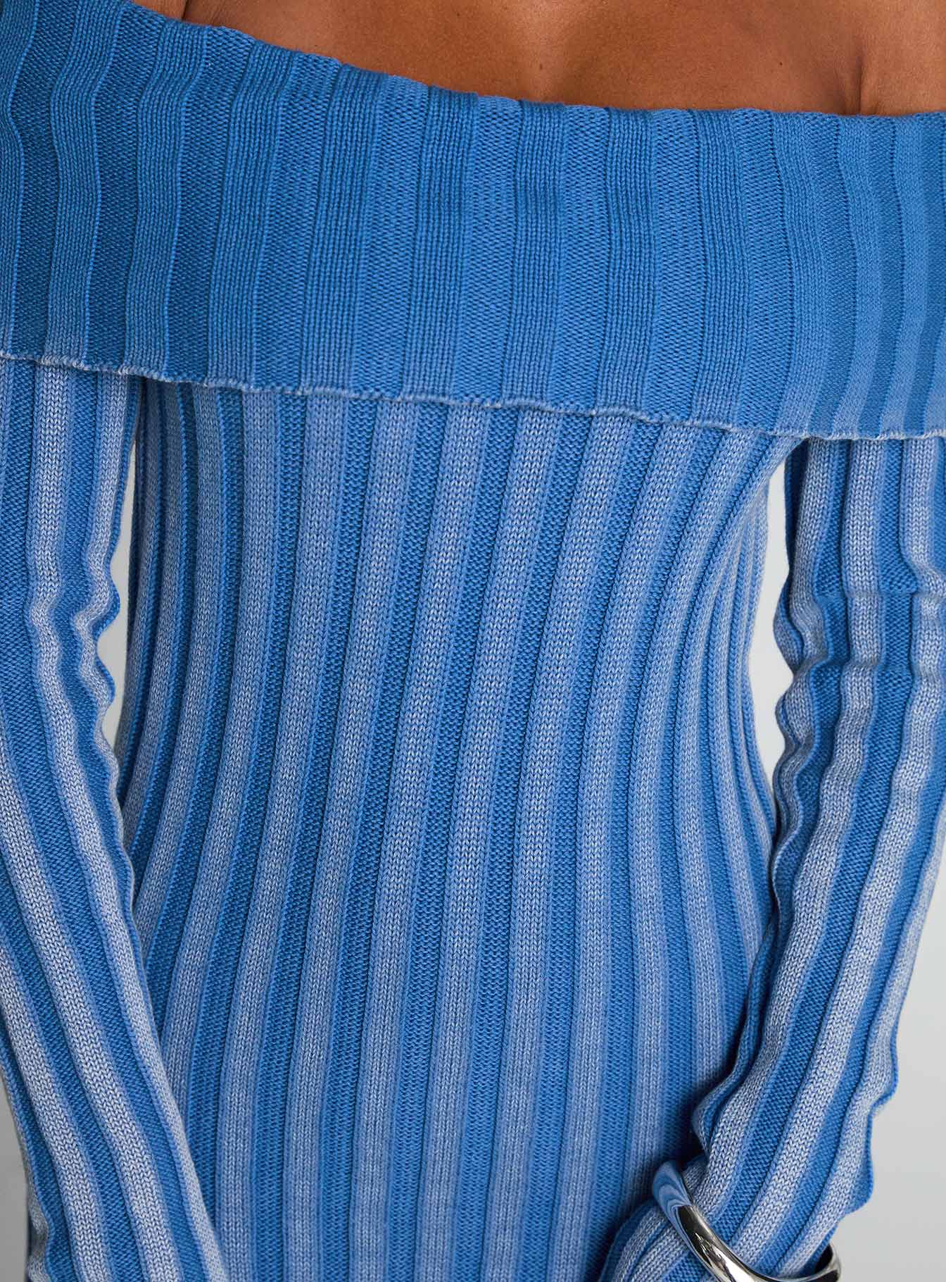 Mariska Long Sleeve Rib Maxi Dress Blue - Image 6