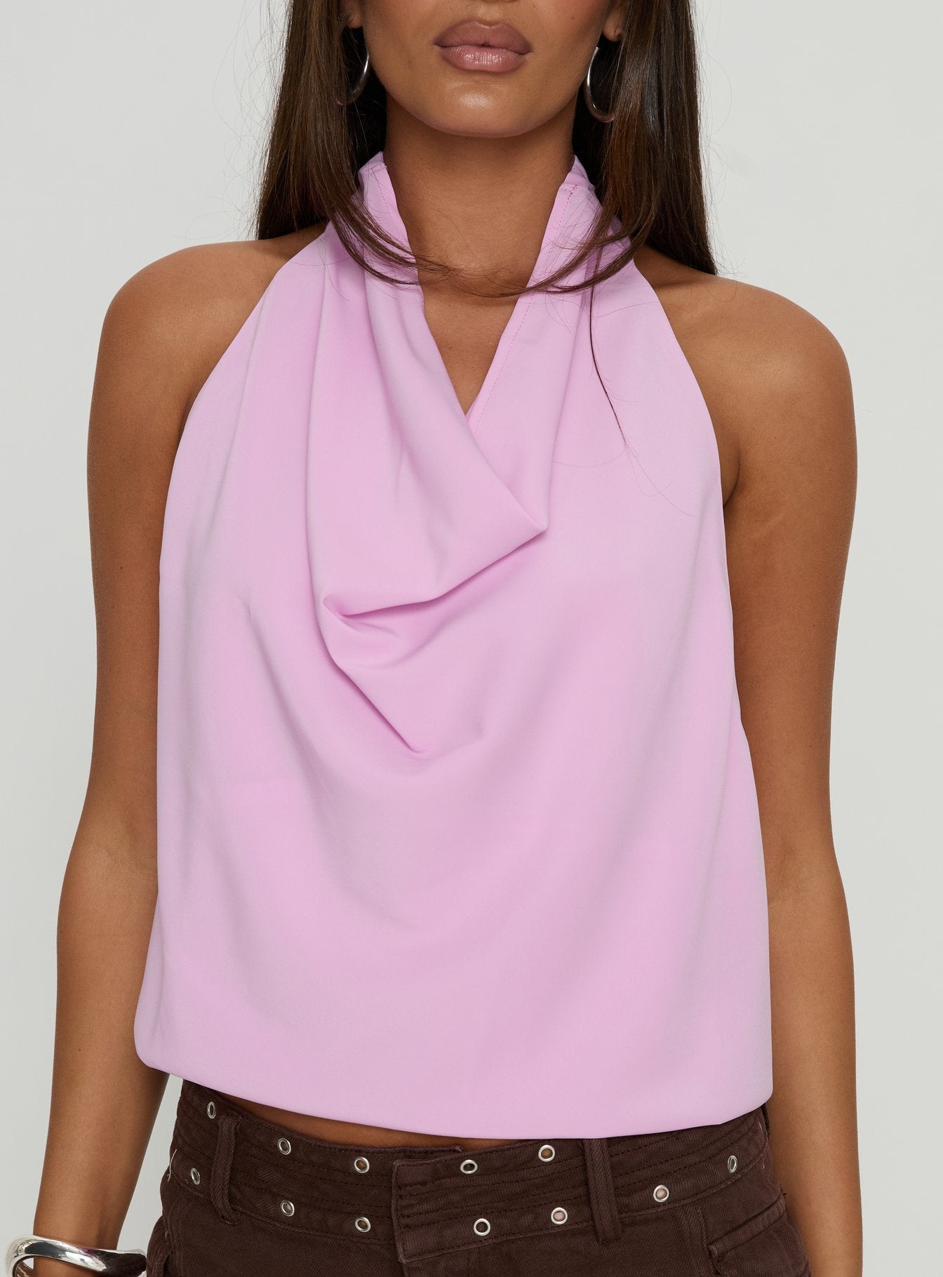 Ronay Plunge Neck Backless Top Pink - Image 5