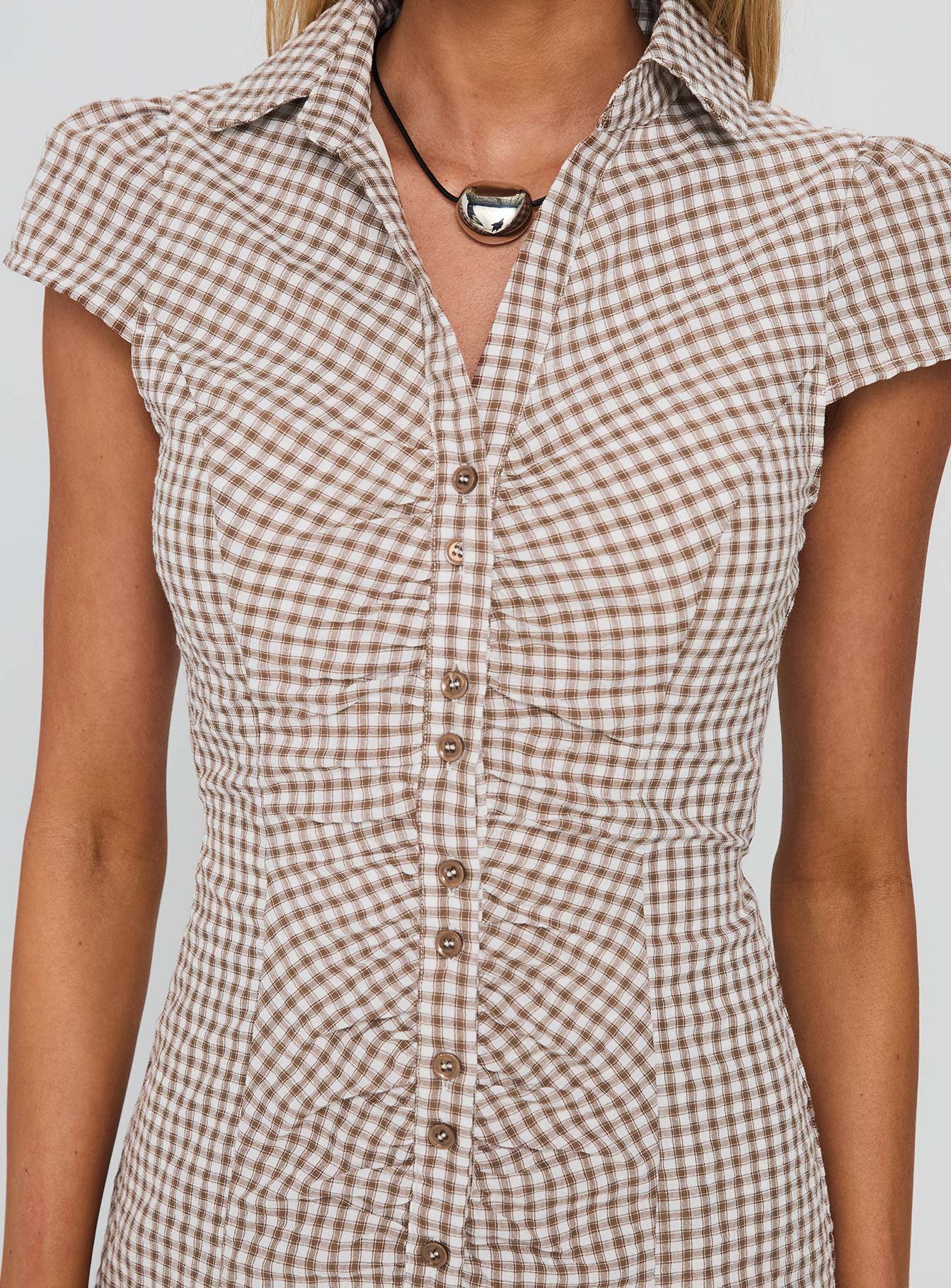 Arianwyn Mini Dress Brown Check - Image 6