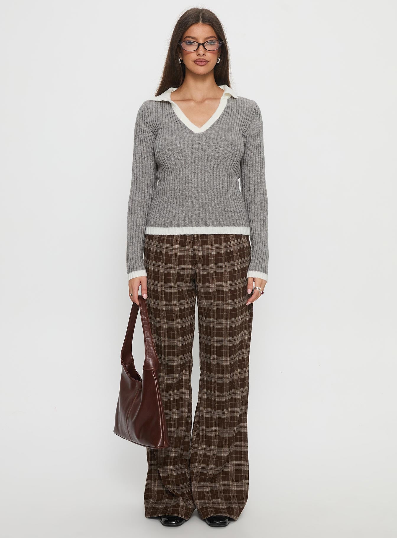 Skylen Long Sleeve Collared Top Grey - Image 7