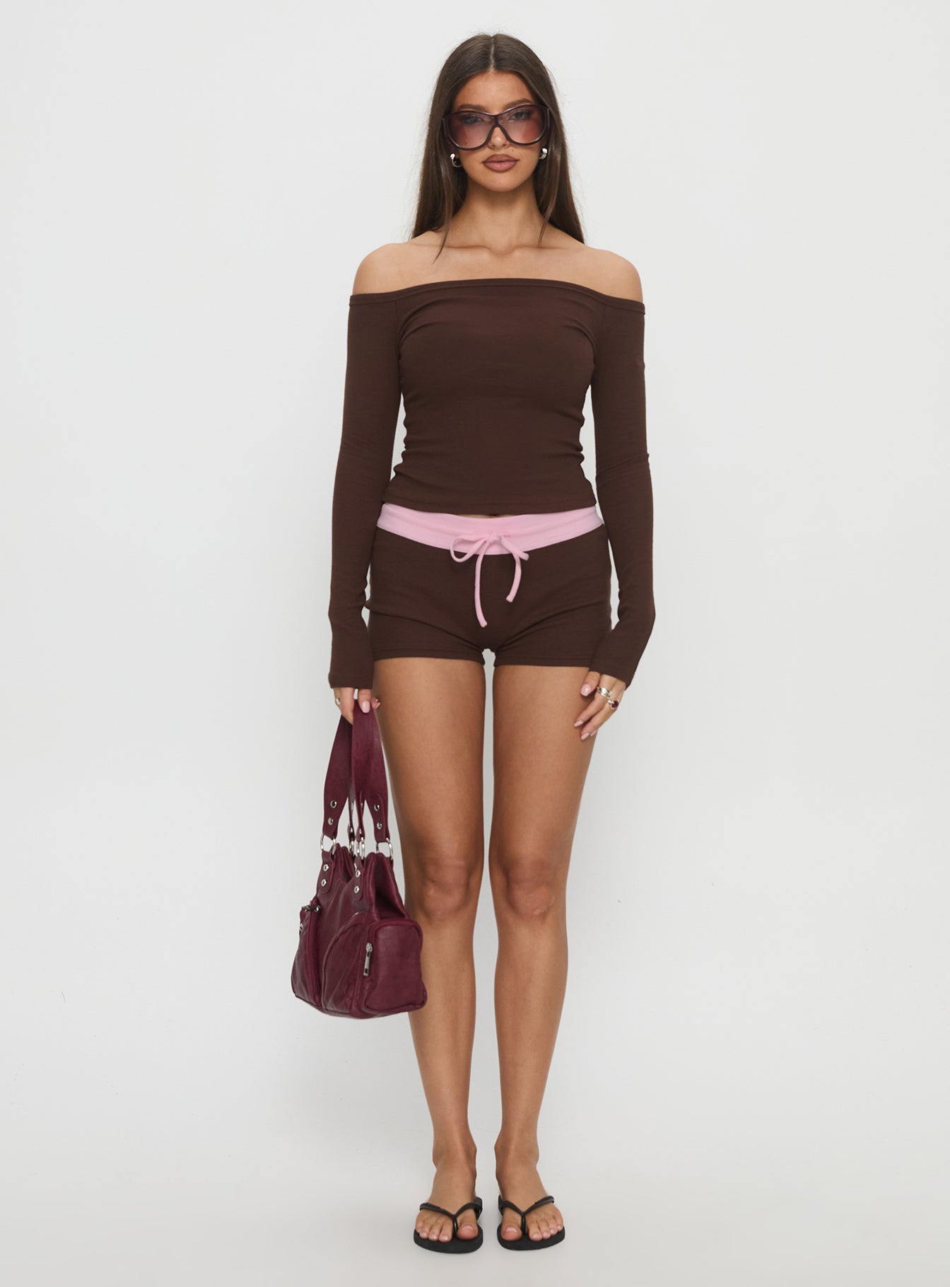 Baseline Rib Micro Shorts Brown Pink - Image 7